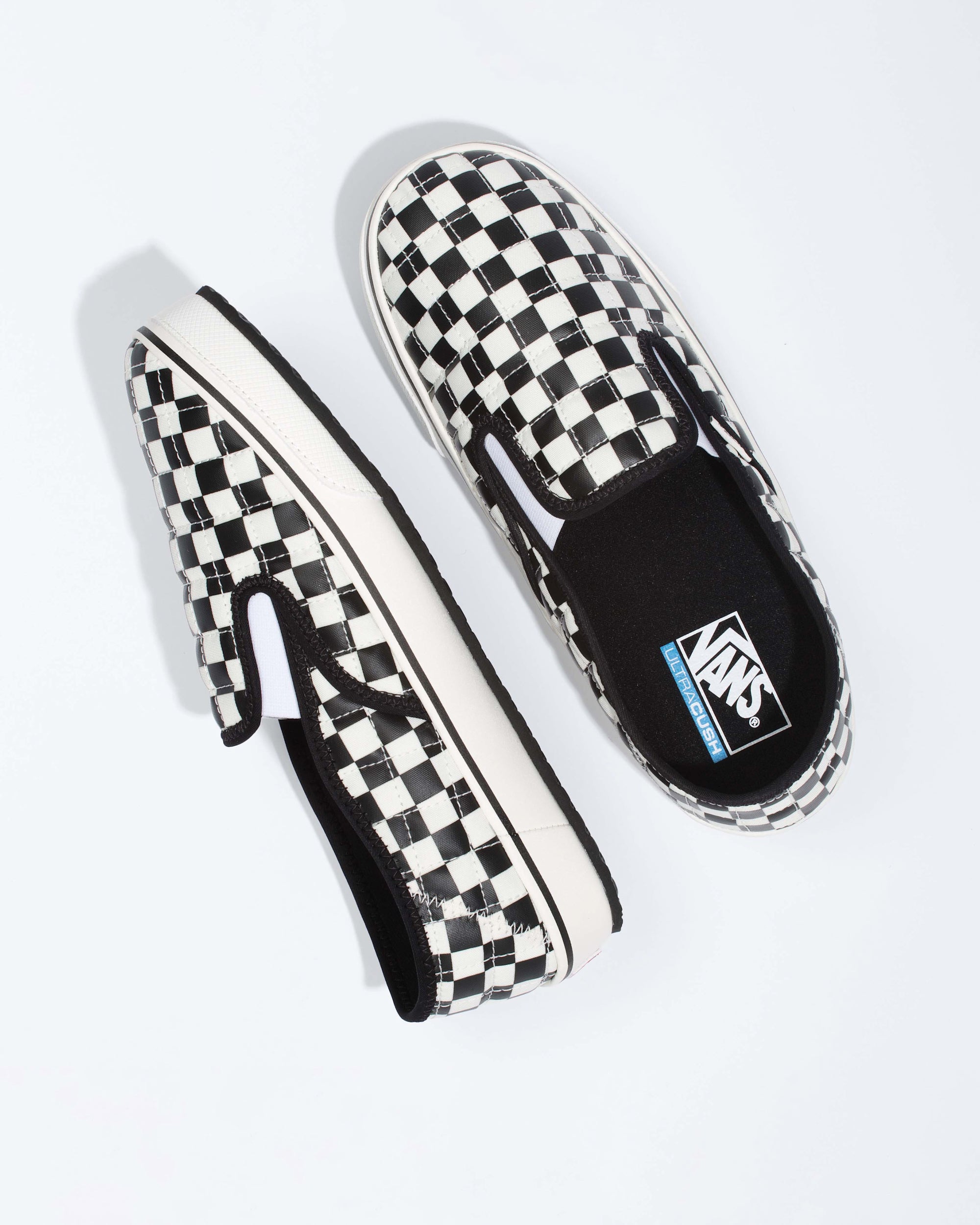Men's Vans Slip-Er 2 Checkerboard Shoes Black / White