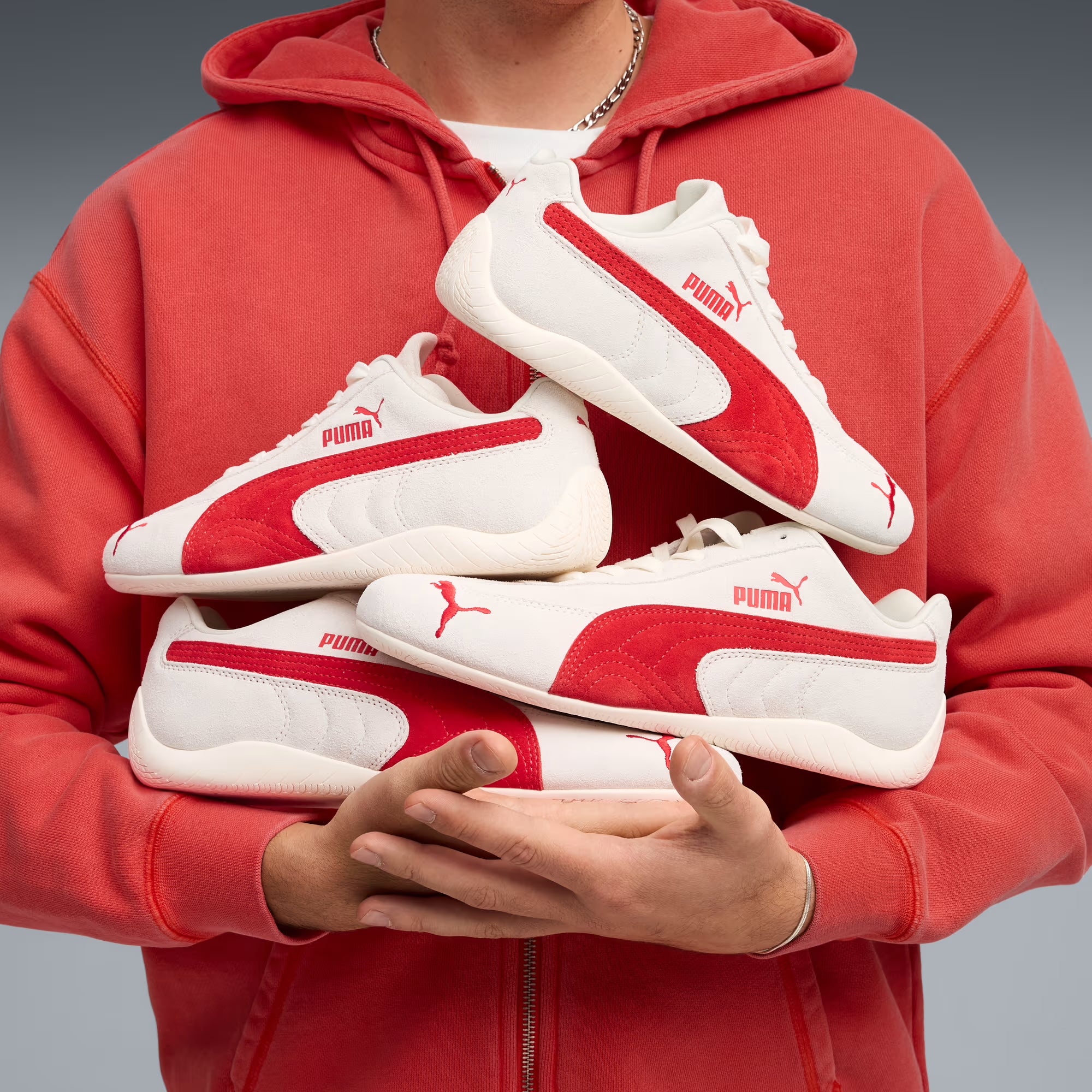 Women's PUMA Speedcat OG Shoes Vapor Gray / For All Time Red