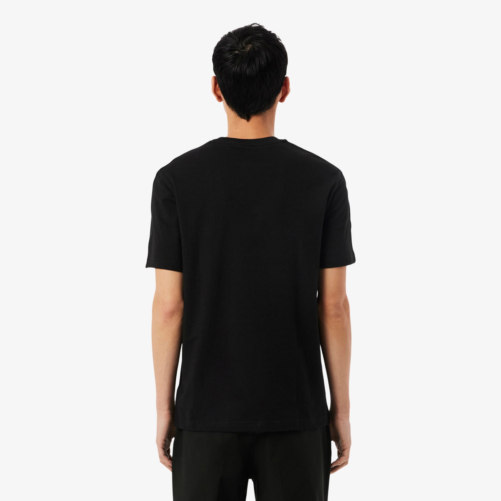 Men's Lacoste Branded Stripe Band T-Shirt Black