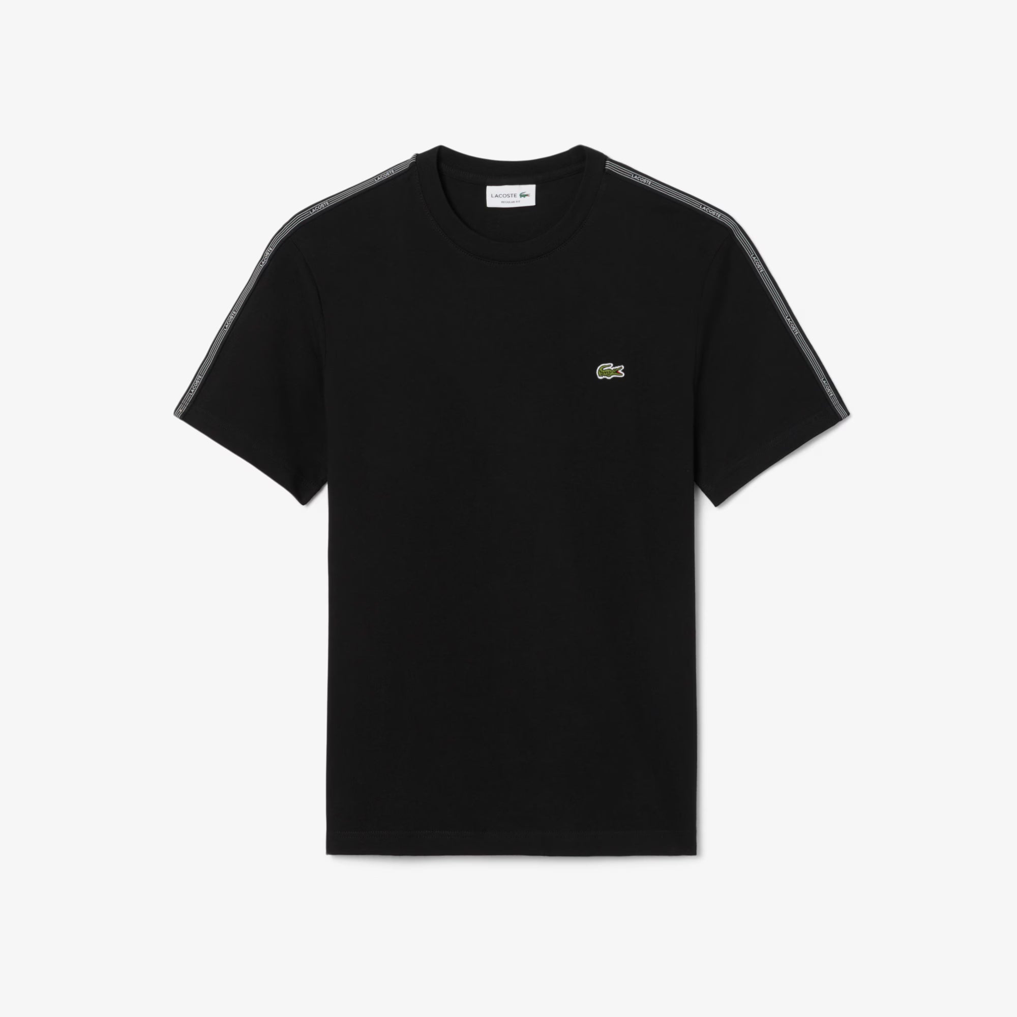 Men's Lacoste Branded Stripe Band T-Shirt Black