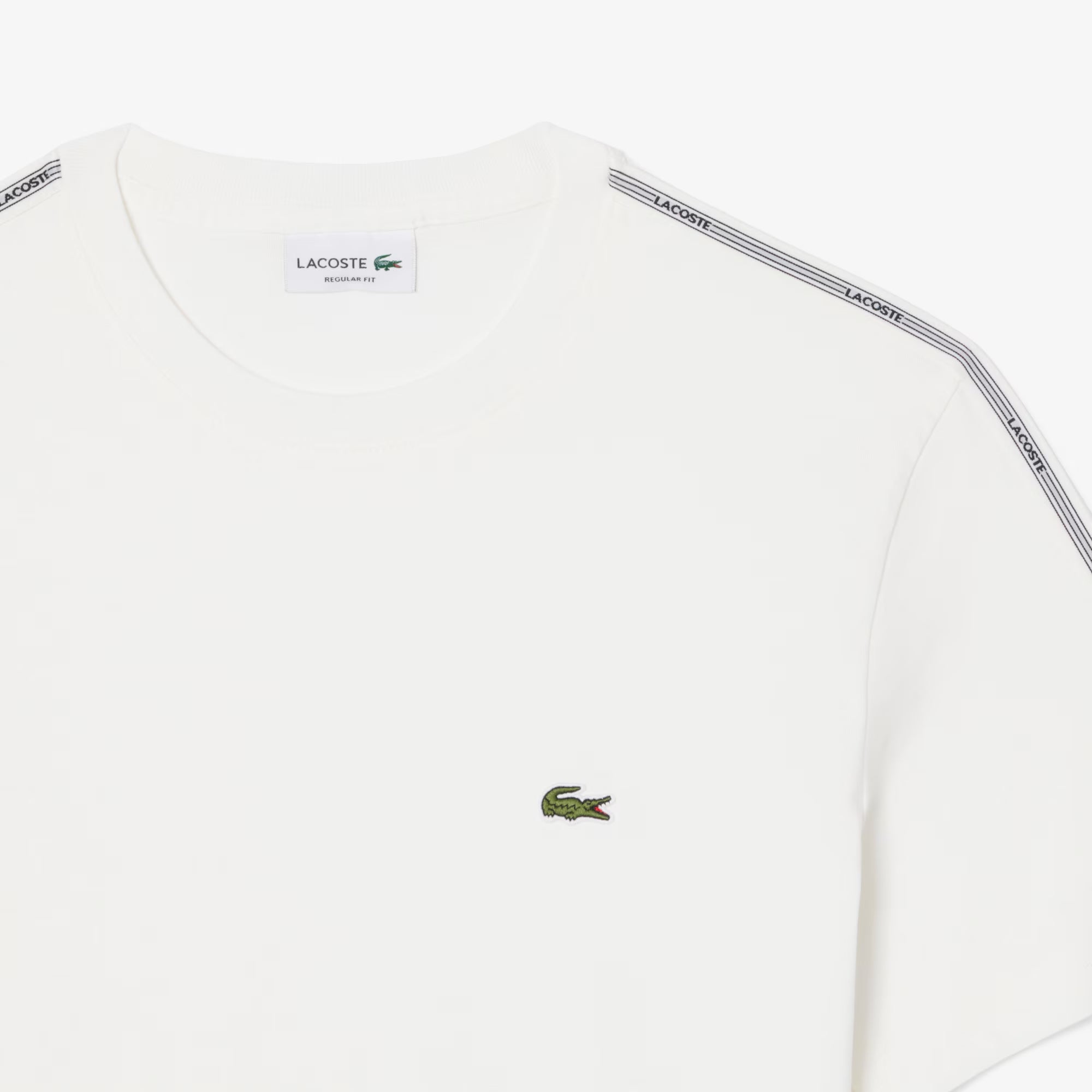 Men's Lacoste Branded Stripe Band T-Shirt White