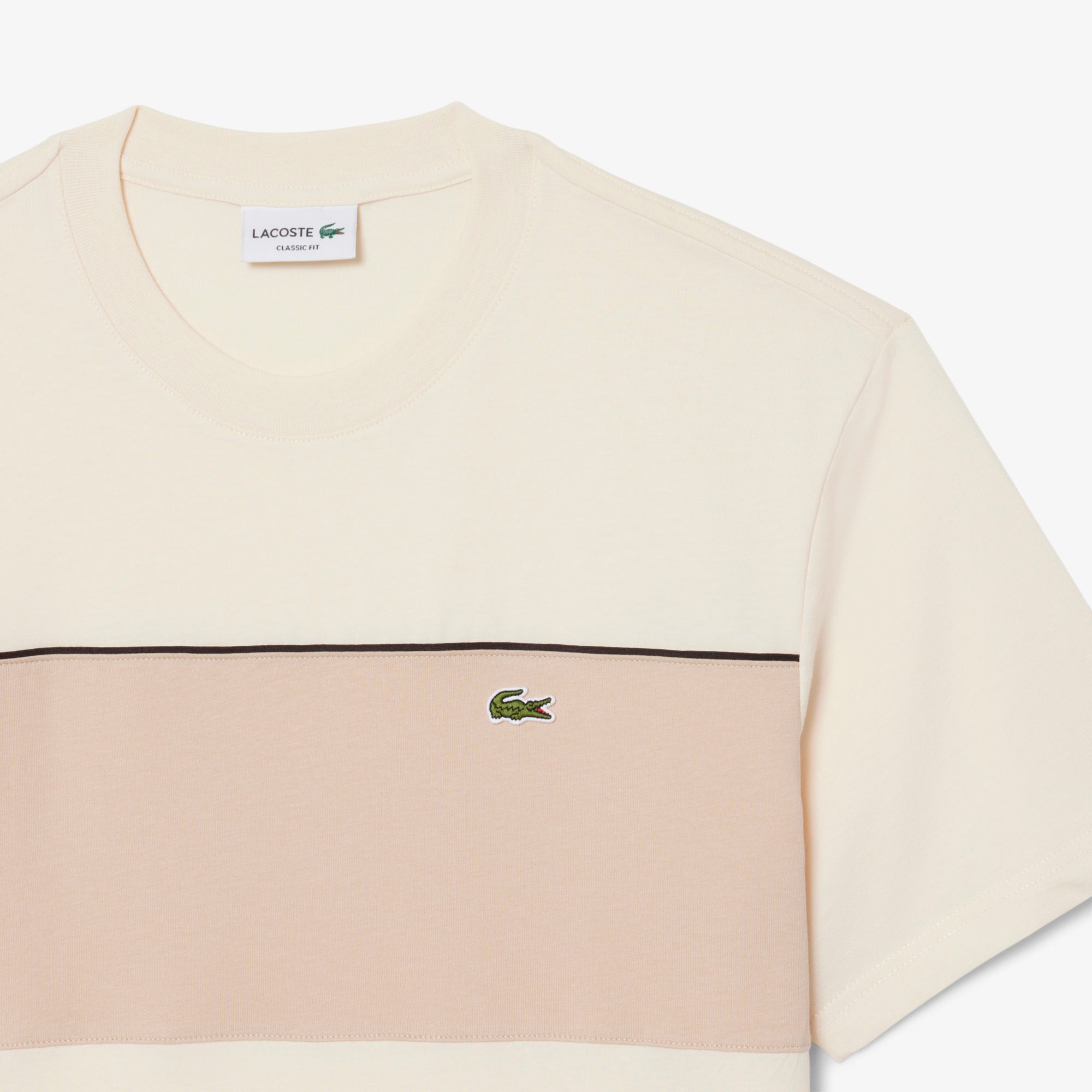 Men's Lacoste Colorblock Cotton T-Shirt Beige