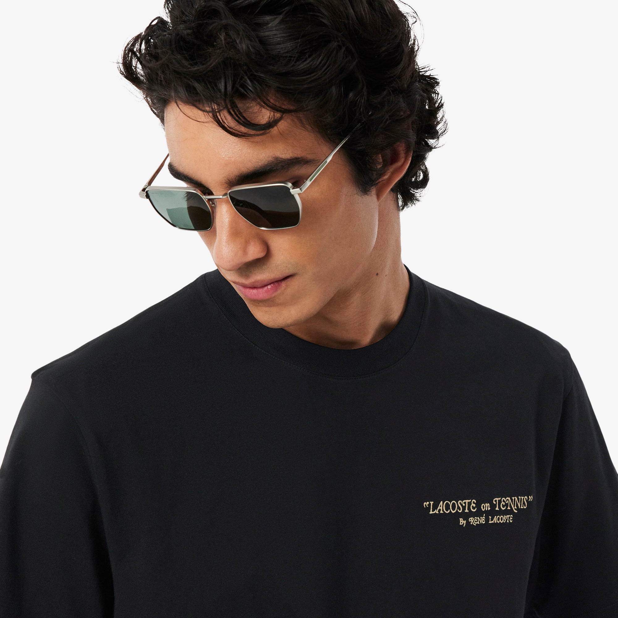 Men's Lacoste Embroidered Cotton T-Shirt Black