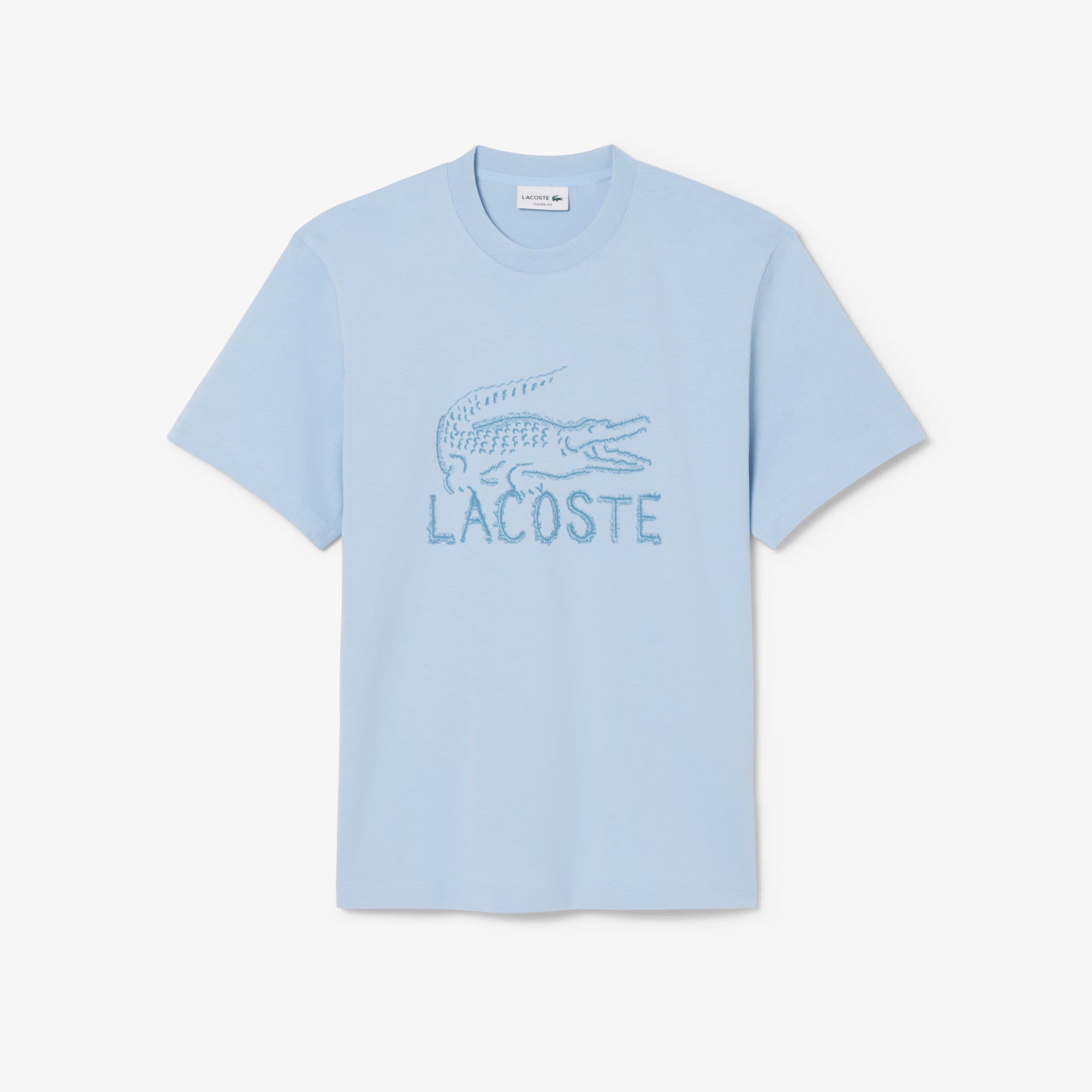 Men's Lacoste Printed Cotton T-Shirt Light Blue
