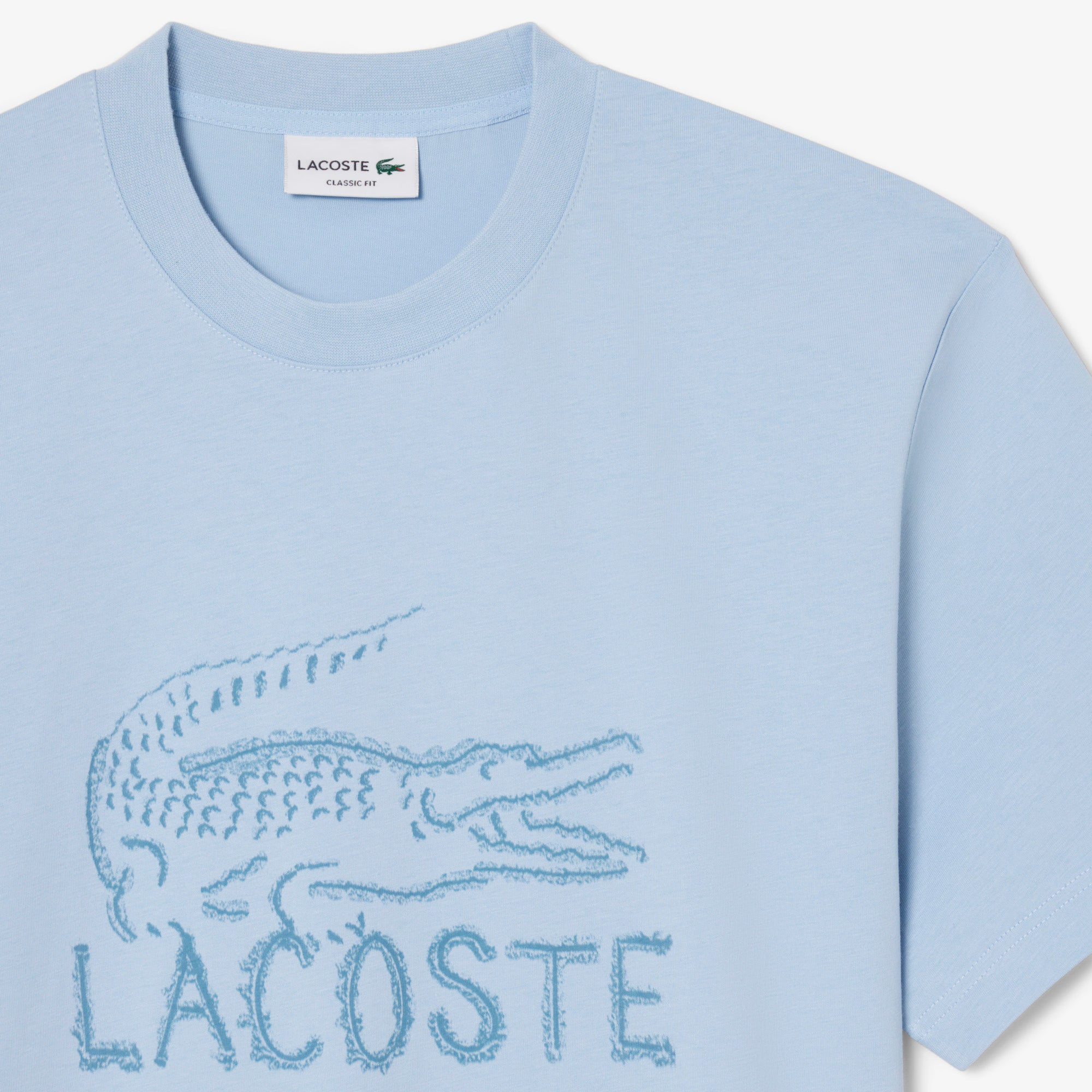Men's Lacoste Printed Cotton T-Shirt Light Blue