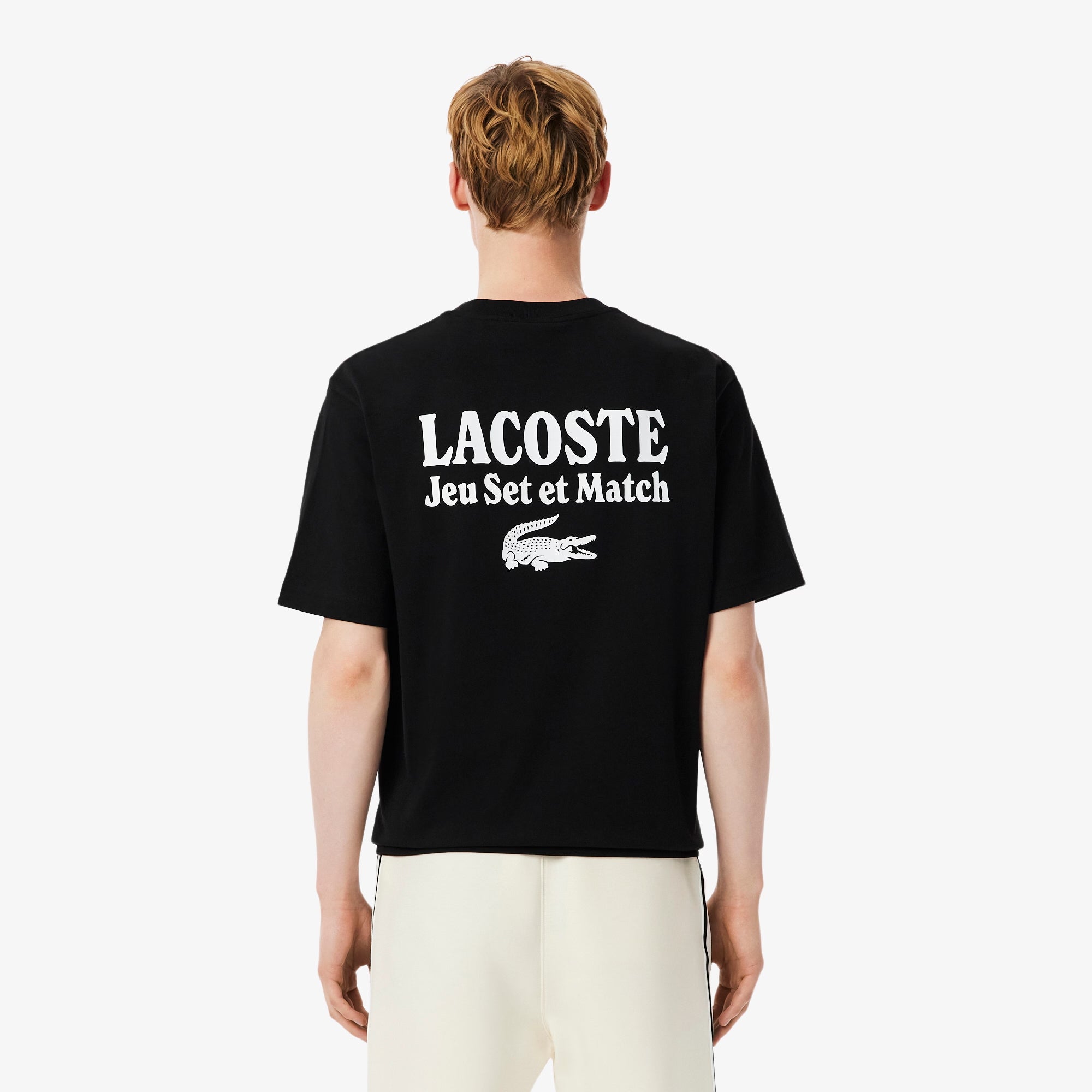Men's Lacoste Loose Fit Heavy Jersey Printed T-Shirt Black