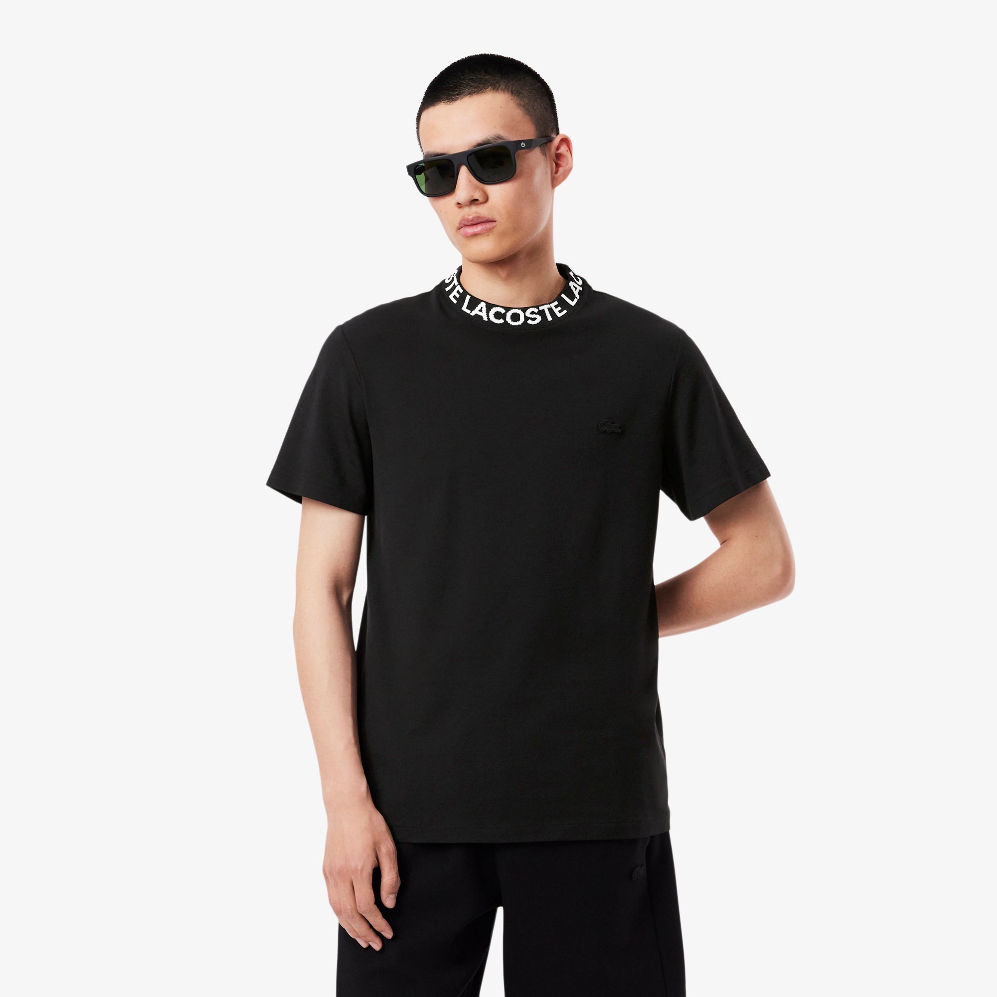 Men's Lacoste Branded Piqué T-Shirt Black