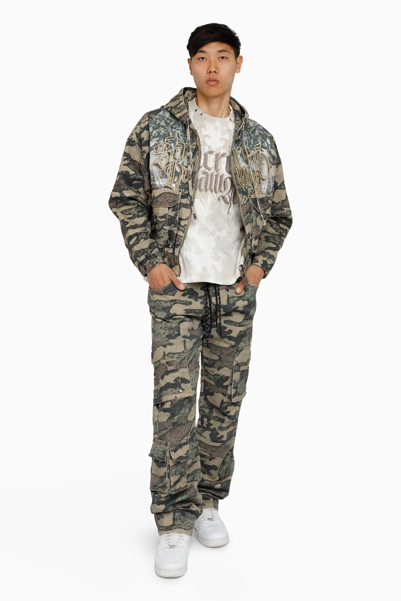 Men's Smoke Rise Sacred Dawn Hooded Bomber Jacket Arden Camo