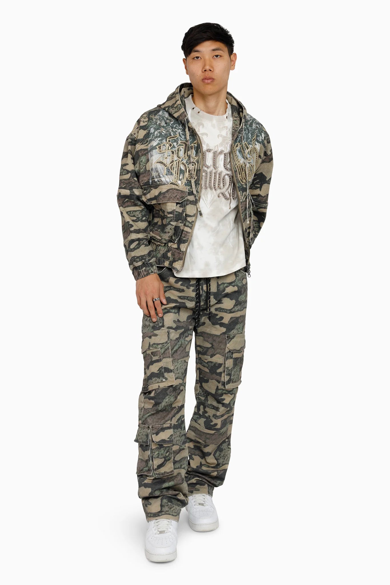 Men's Smoke Rise Sacred Dawn Hooded Bomber Jacket Arden Camo