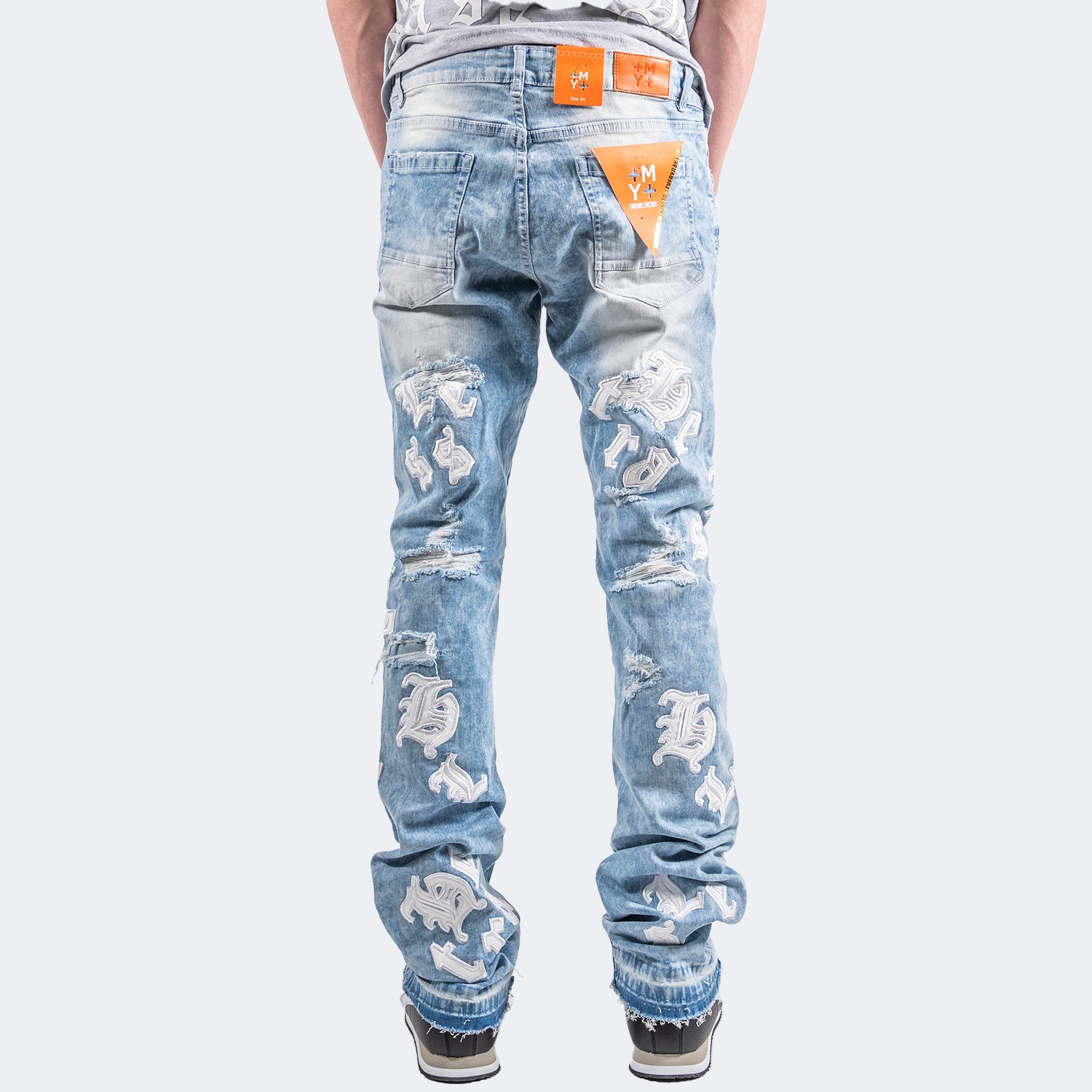 Men's TWO MILL TWENTY Cargo Skinny Stacked Jeans Ice Blue