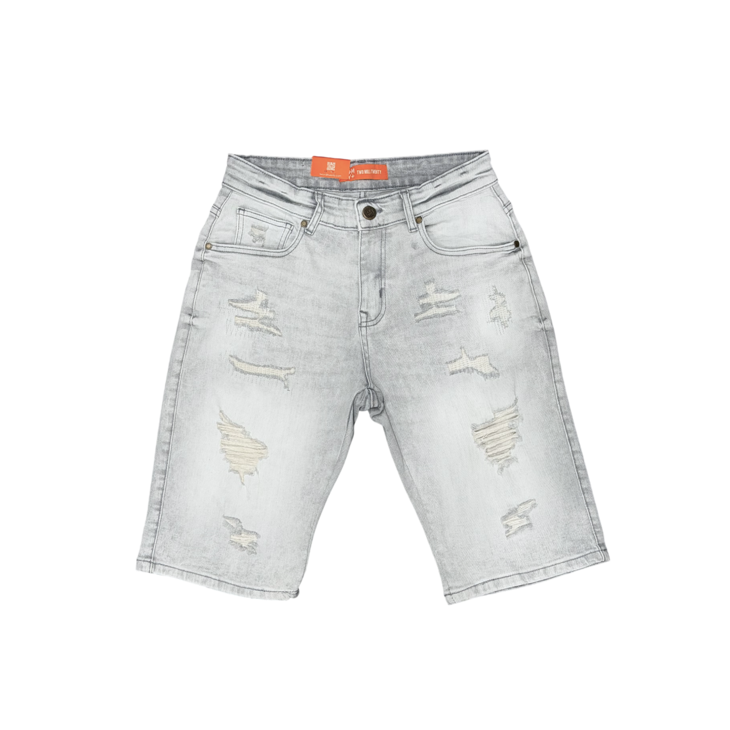 Men's Ripped Distressed Denim Jean Shorts | Grey