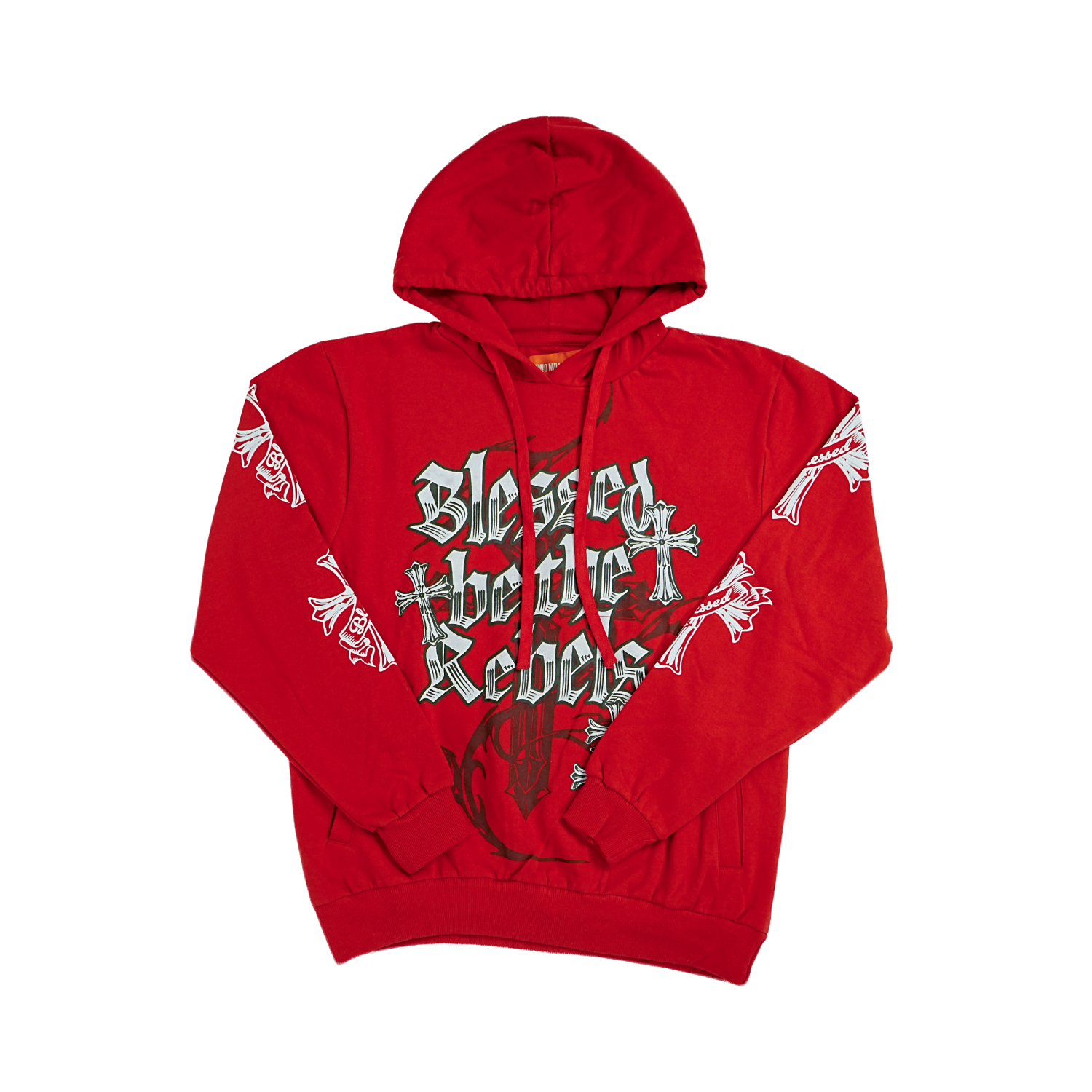 Unisex TWO MILL TWENTY Gothic Blessed Rebels Hoodie Red