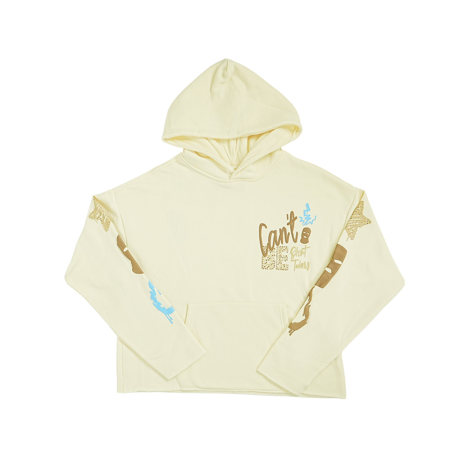 Unisex TWO MILL TWENTY Can't Be Silent Rhinestone Hoodie Cream