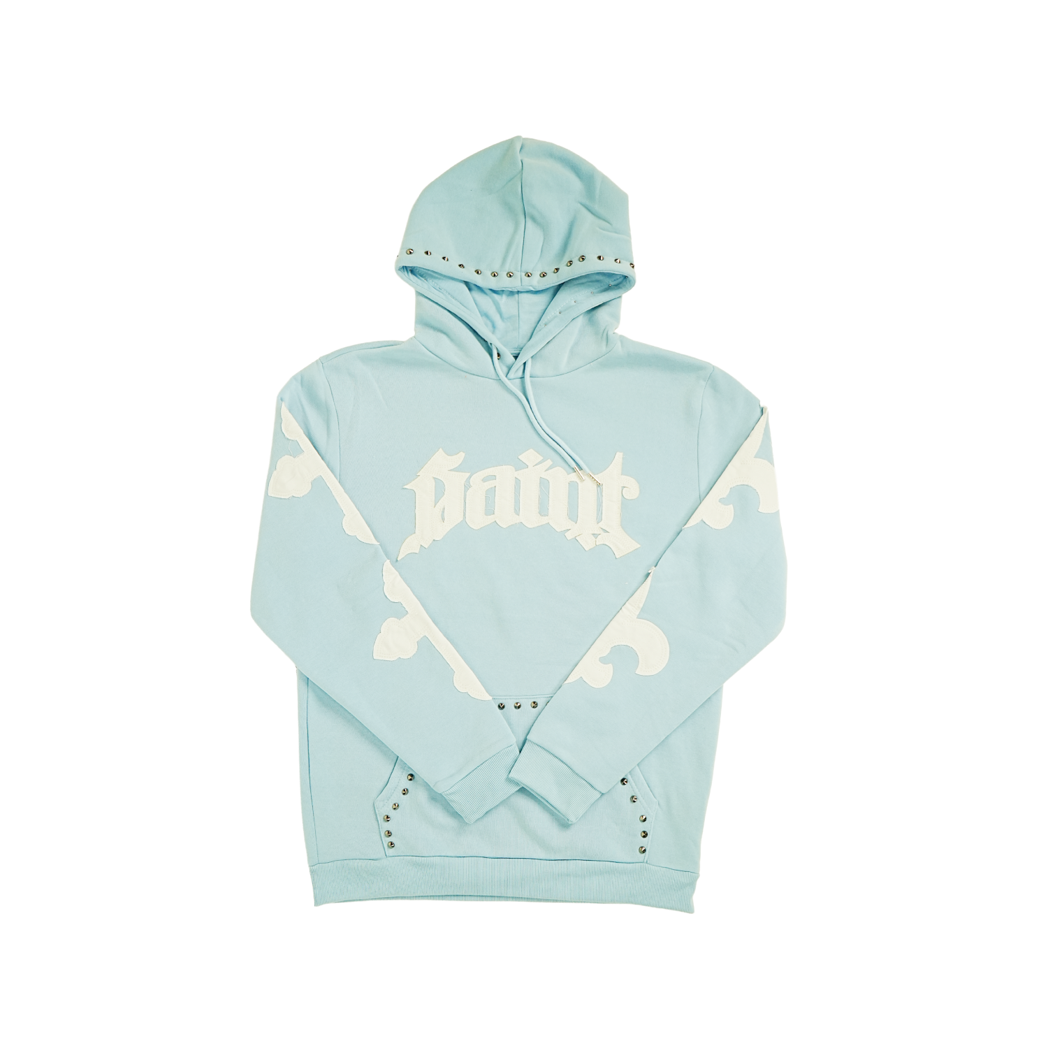 Men's TWO MILL TWENTY Saint Studded Hoodie Light Blue
