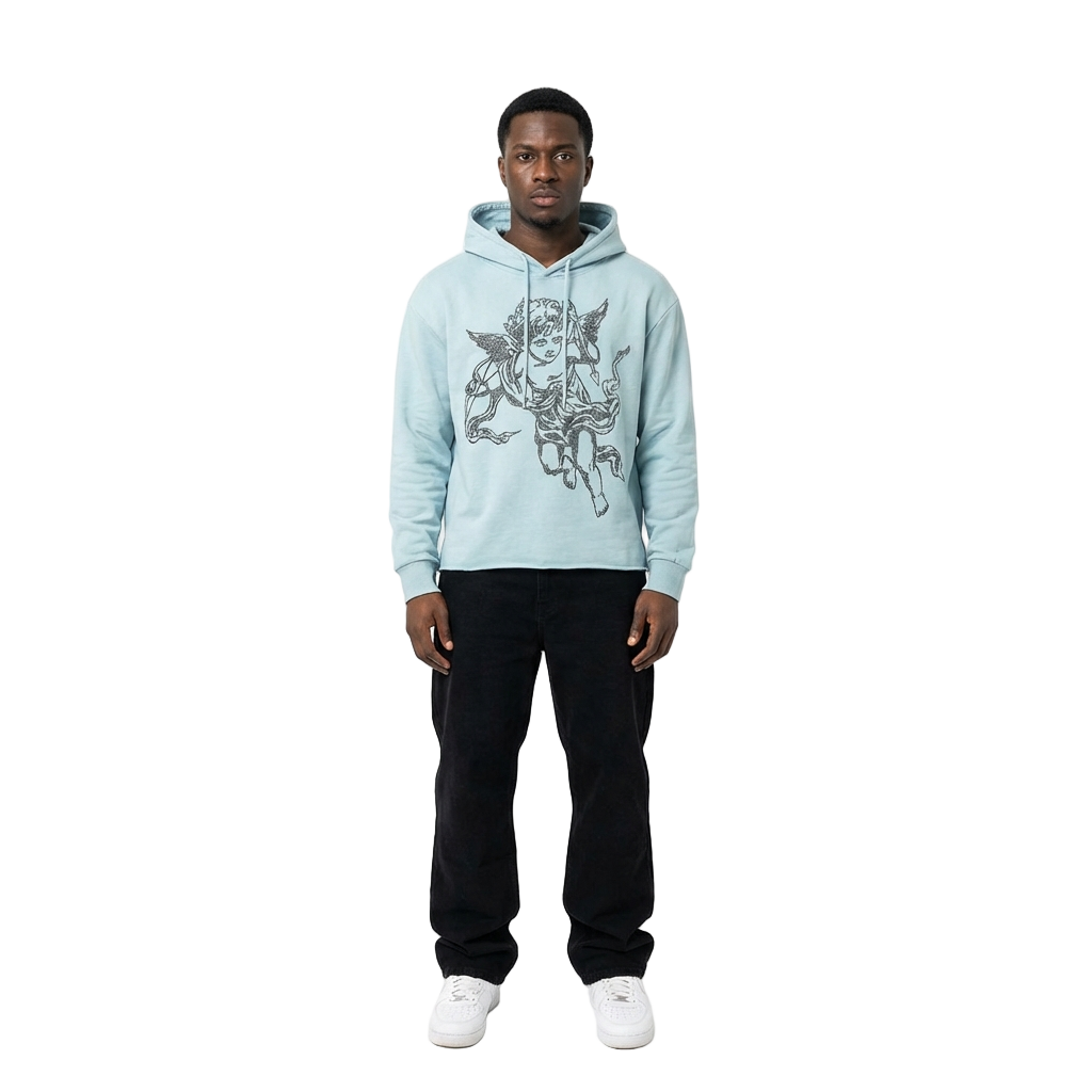 Unisex TWO MILL TWENTY Crystal Cupid Angel Hoodie Light Blue