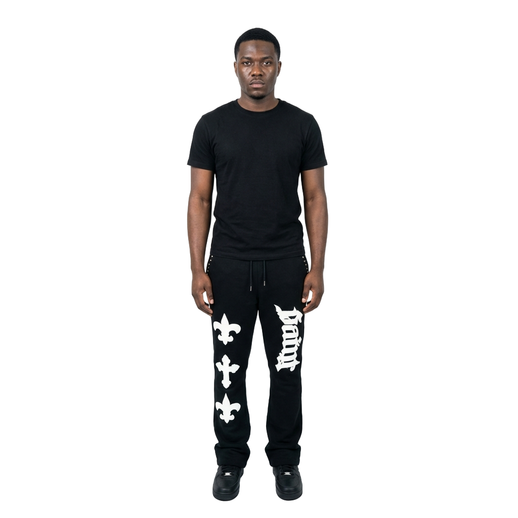 Men's TWO MILL TWENTY Saint Studded Joggers Black