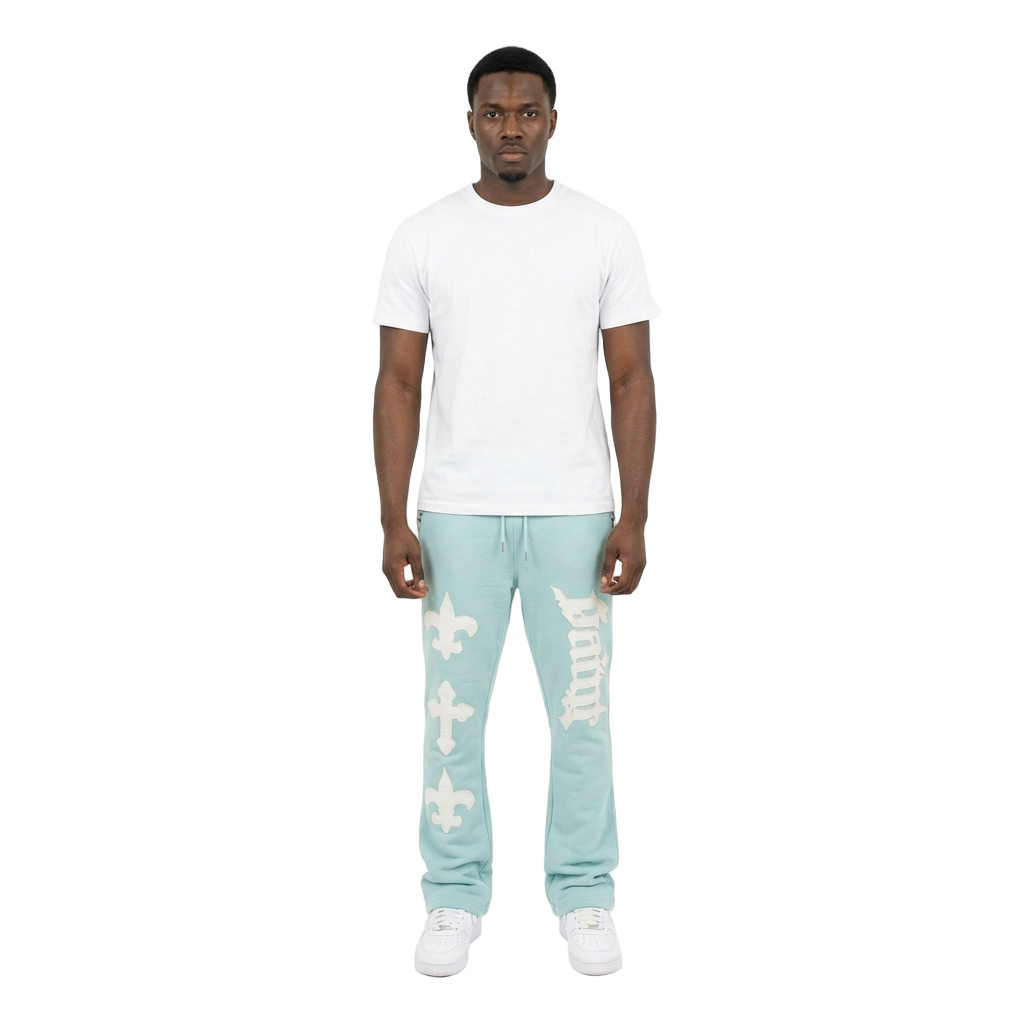 Men's TWO MILL TWENTY Saint Studded Joggers Light Blue
