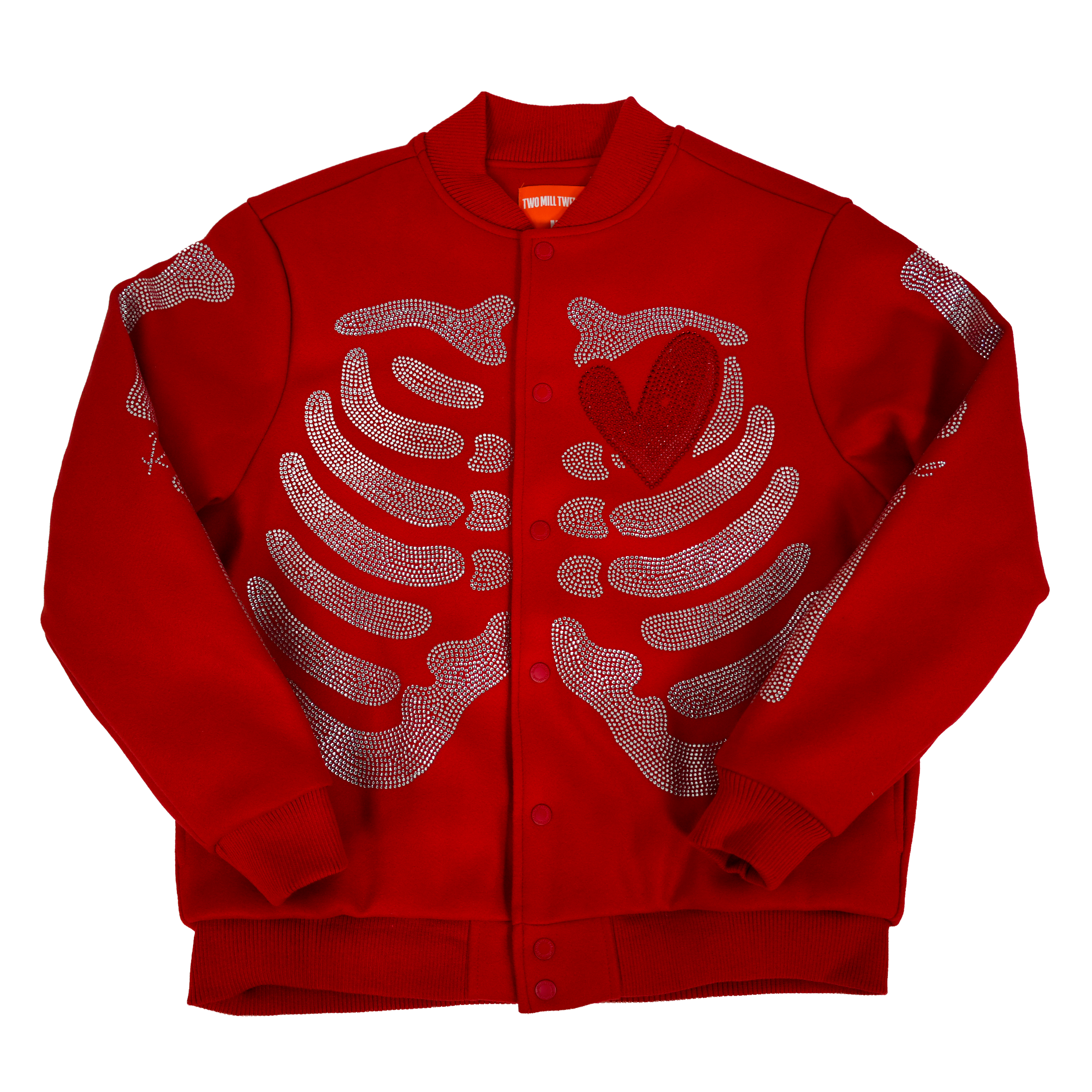 Men's TWO MILL TWENTY Rebel Heart Rhinestone Bomber Jacket Red