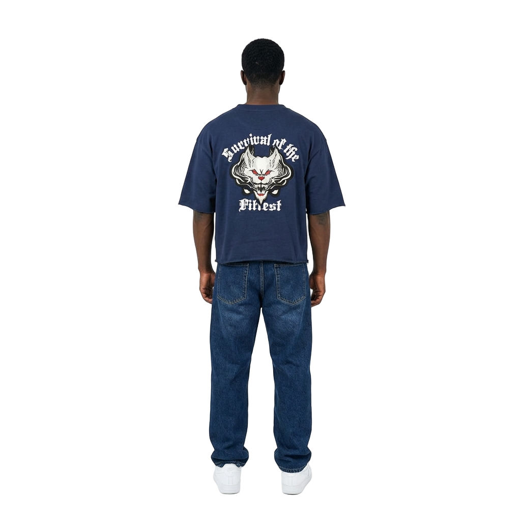 Men's TWO MILL TWENTY Sinister Boxy Cut T-Shirt Navy