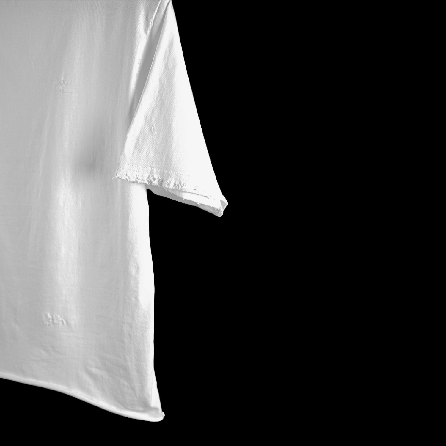 Men's TWO MILL TWENTY Cropped Distressed Raw Hem EZ Tee White