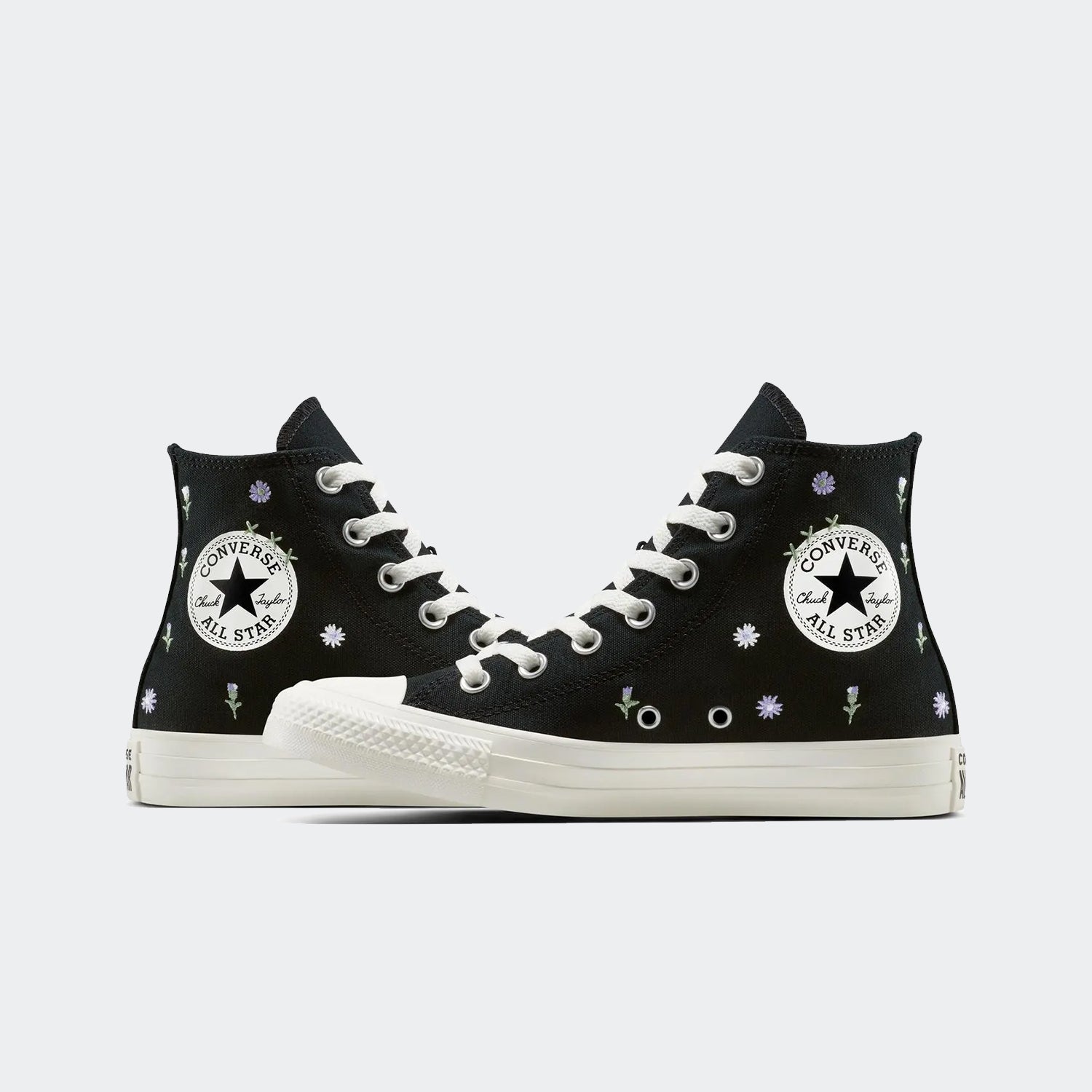 Unisex Converse Chuck Taylor All Star Canvas High Top Shoes Black Floral