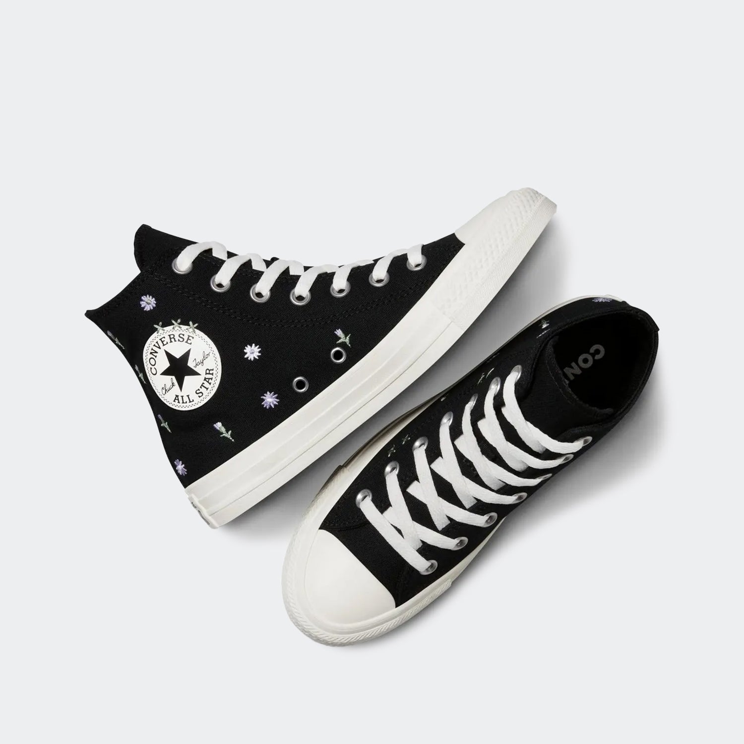 Unisex Converse Chuck Taylor All Star Canvas High Top Shoes Black Floral