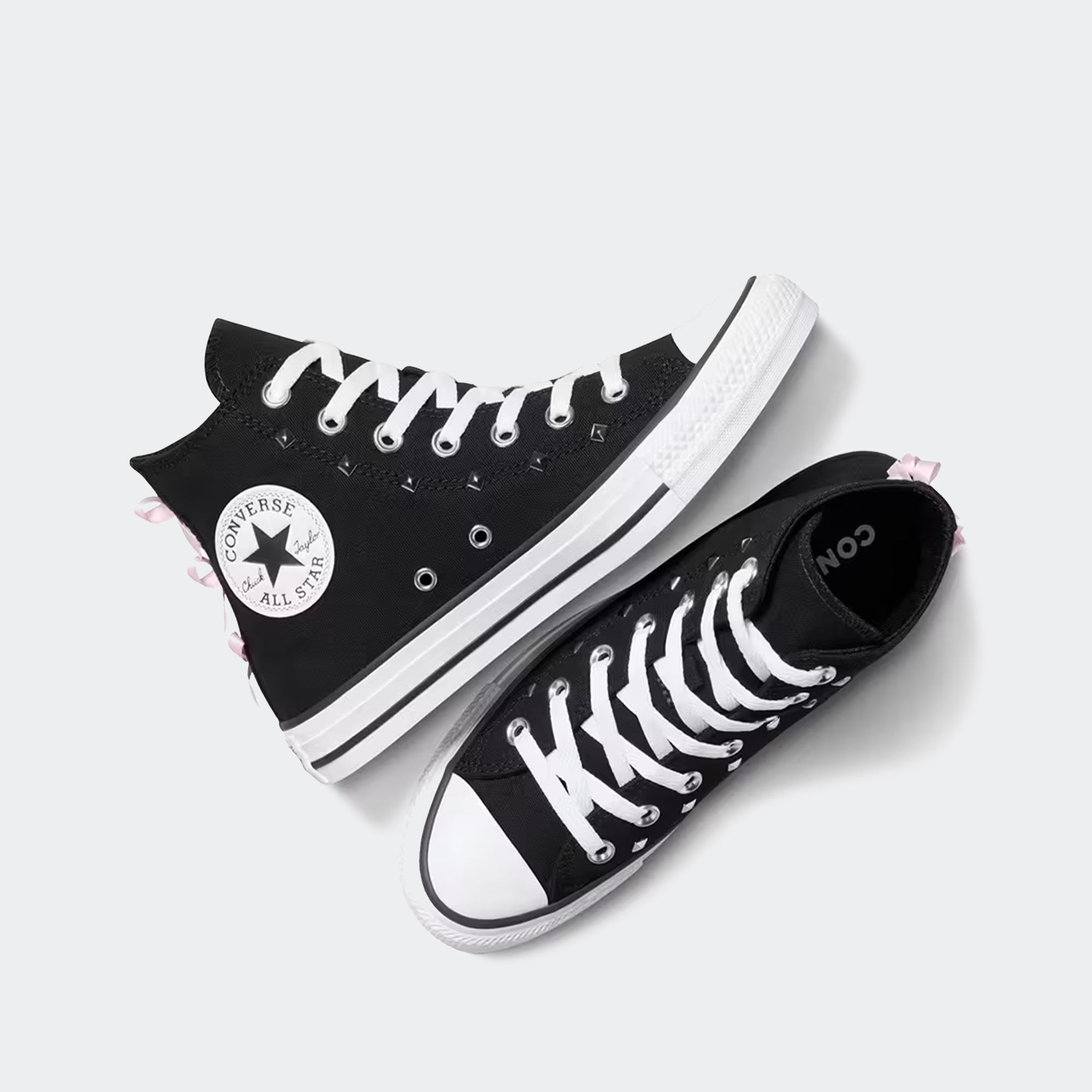 Unisex Converse Chuck Taylor All Star Hi Shoes Black Bows Studs