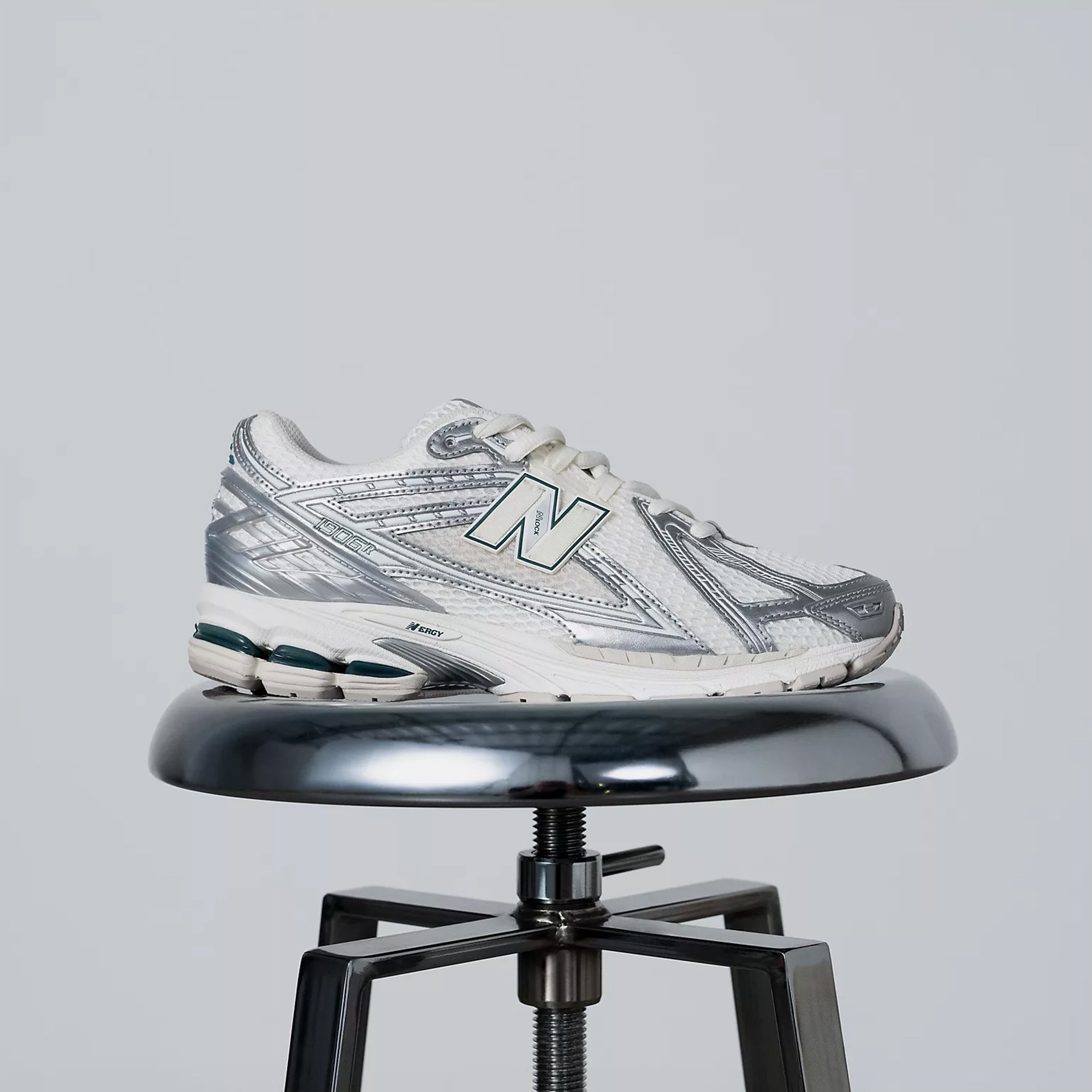 Unisex New Balance 1906R Shoes Silver Metalic with Sea Salt and New Spruce
