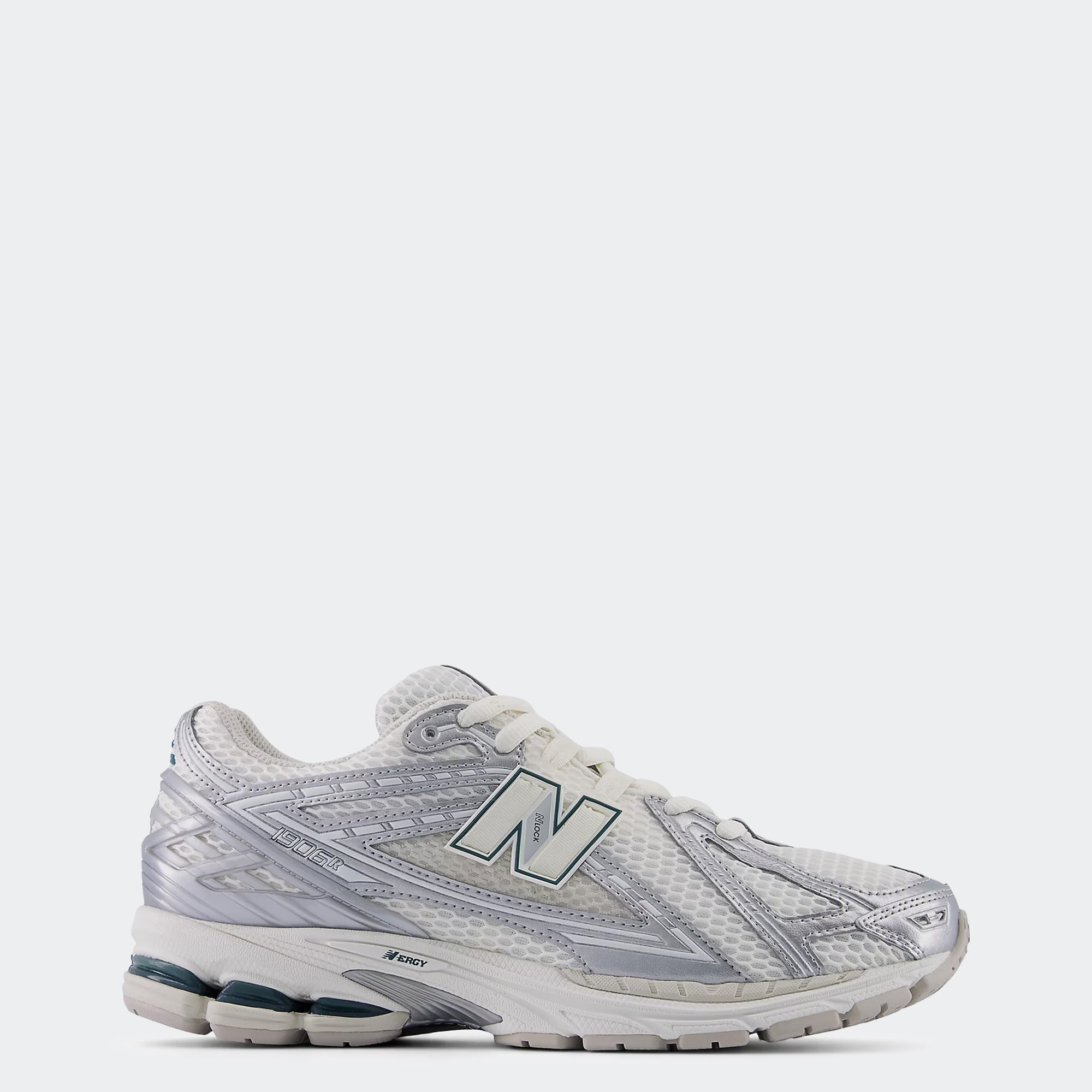 Unisex New Balance 1906R Shoes Silver Metalic with Sea Salt and New Spruce