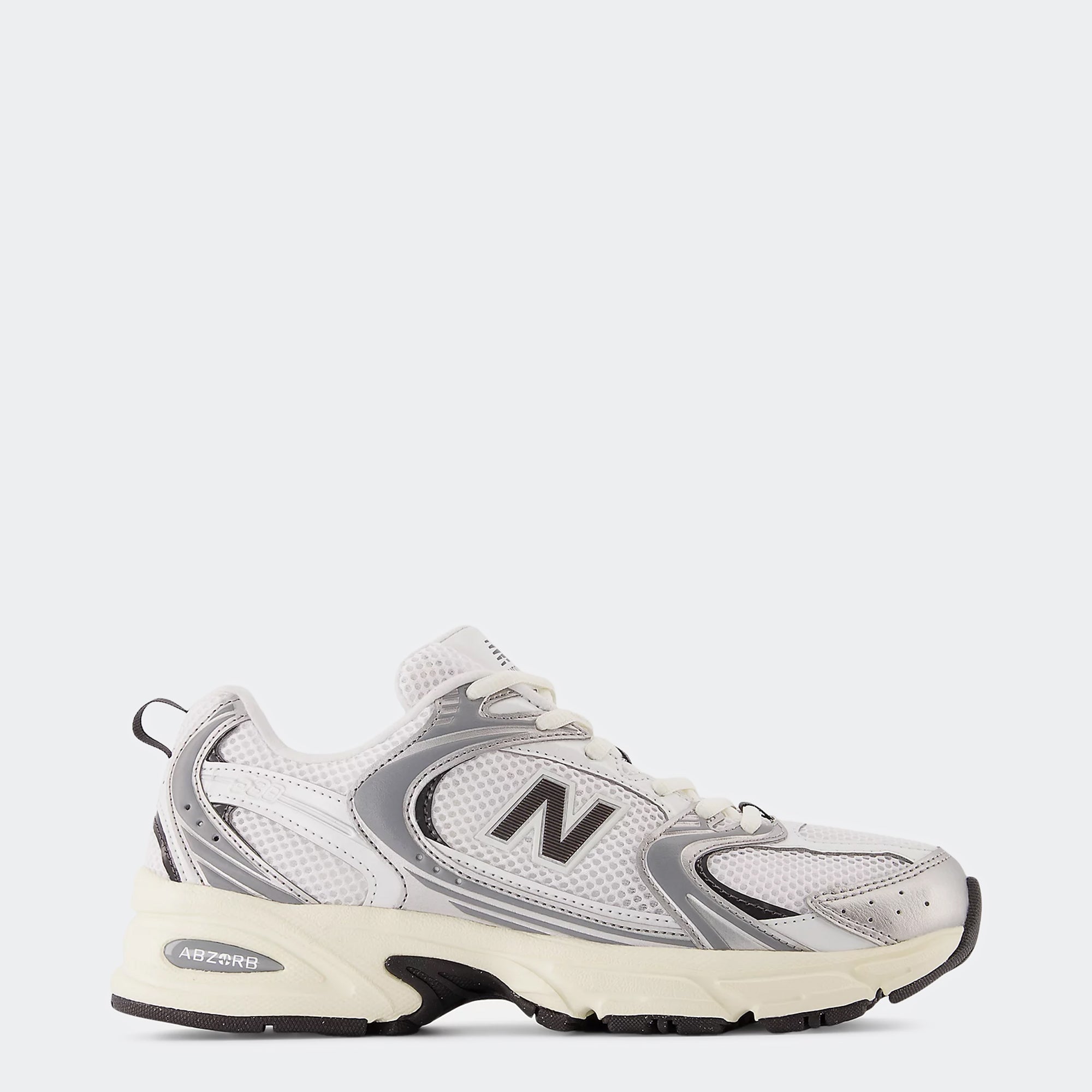 Unisex New Balance 530 Shoes Silver Metallic with Black Cement