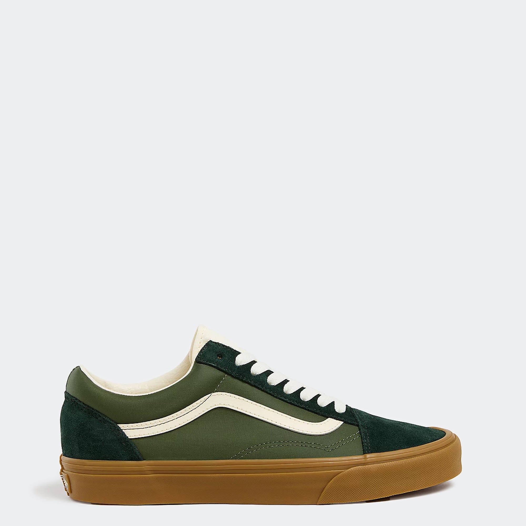 Men's Vans Canvas Old Skool Shoes Sporty Green Gum