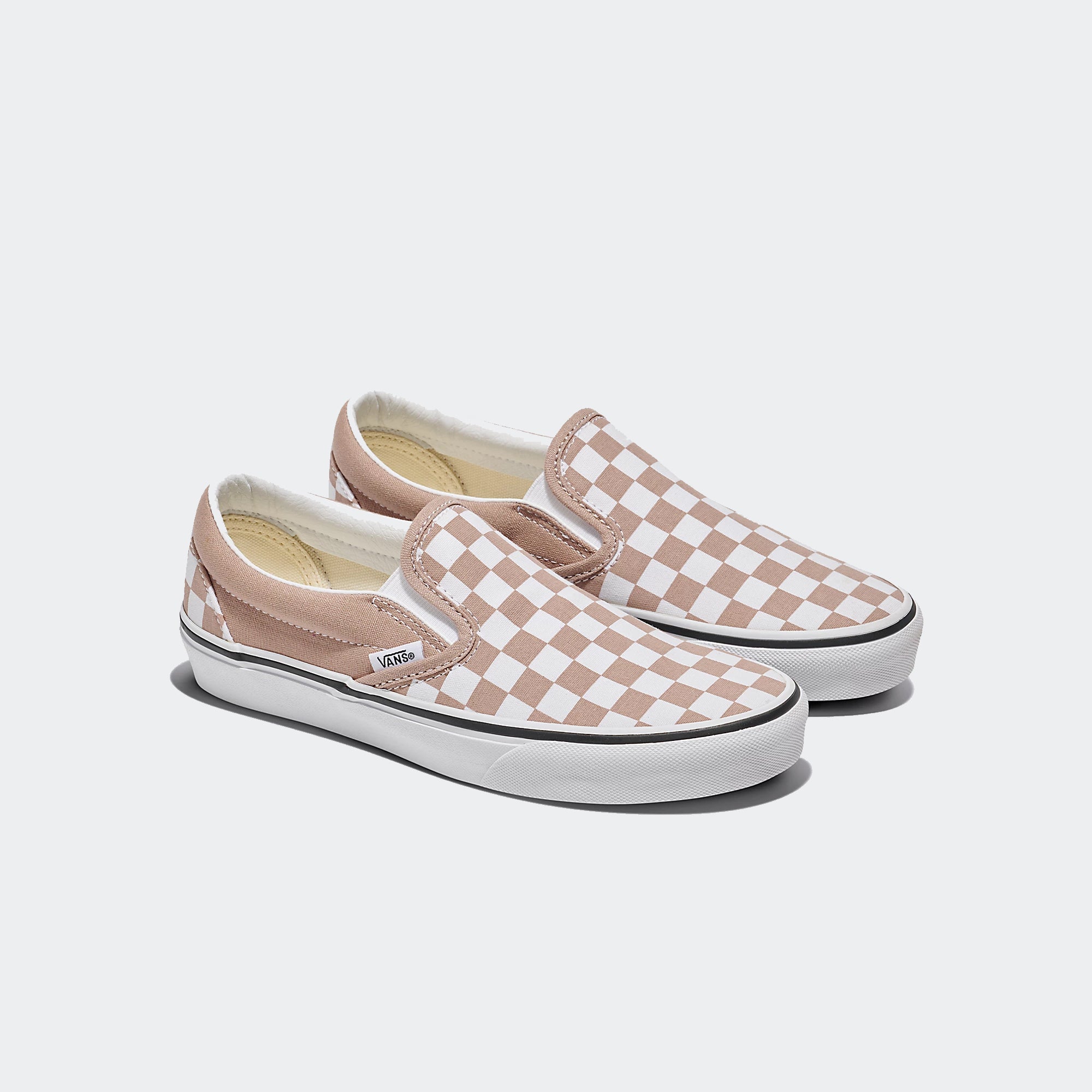 Unisex Vans Classic Slip-On Checkerboard Shoes Warm Taupe Brown