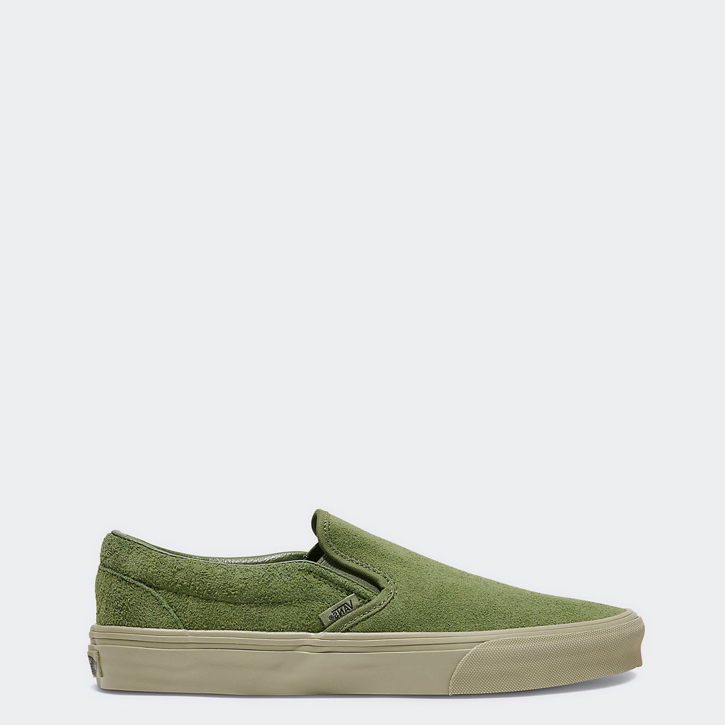 Unisex Vans Classic Slip-On Suede Mix Shoes Elm Green