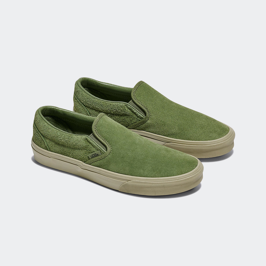 Unisex Vans Classic Slip-On Suede Mix Shoes Elm Green