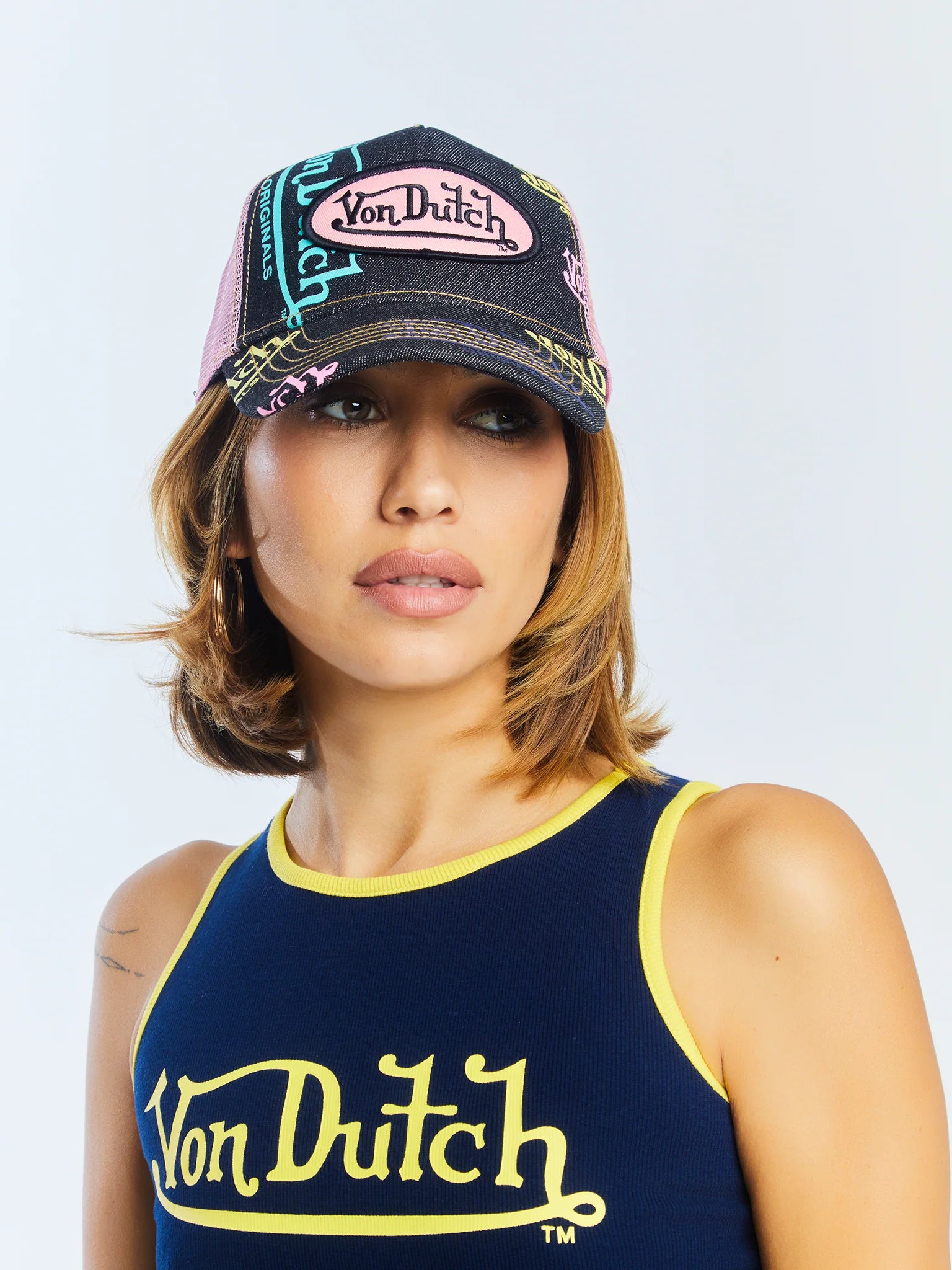Von Dutch Tagged Trucker Hat Black Pink