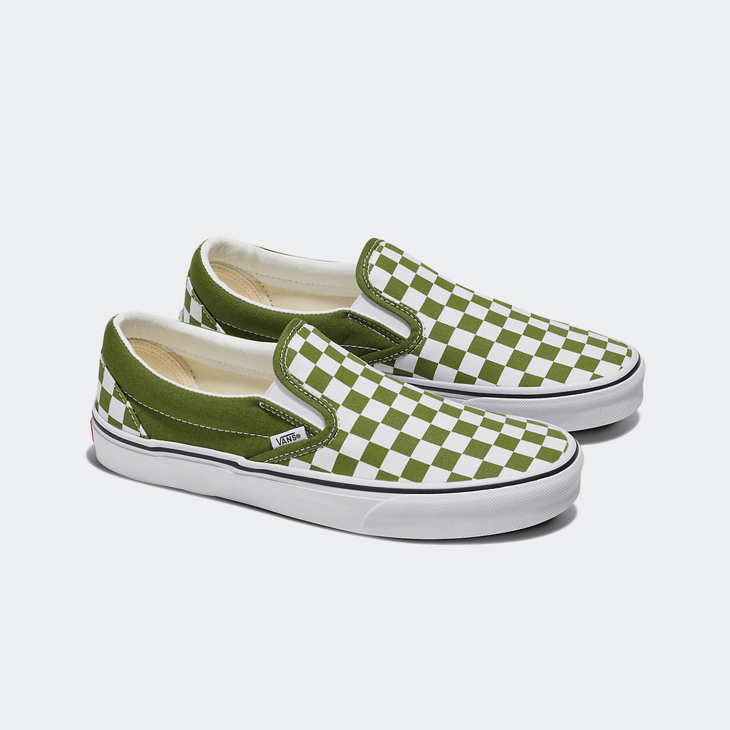 Unisex Vans Classic Slip-On Checkerboard Shoes Pesto