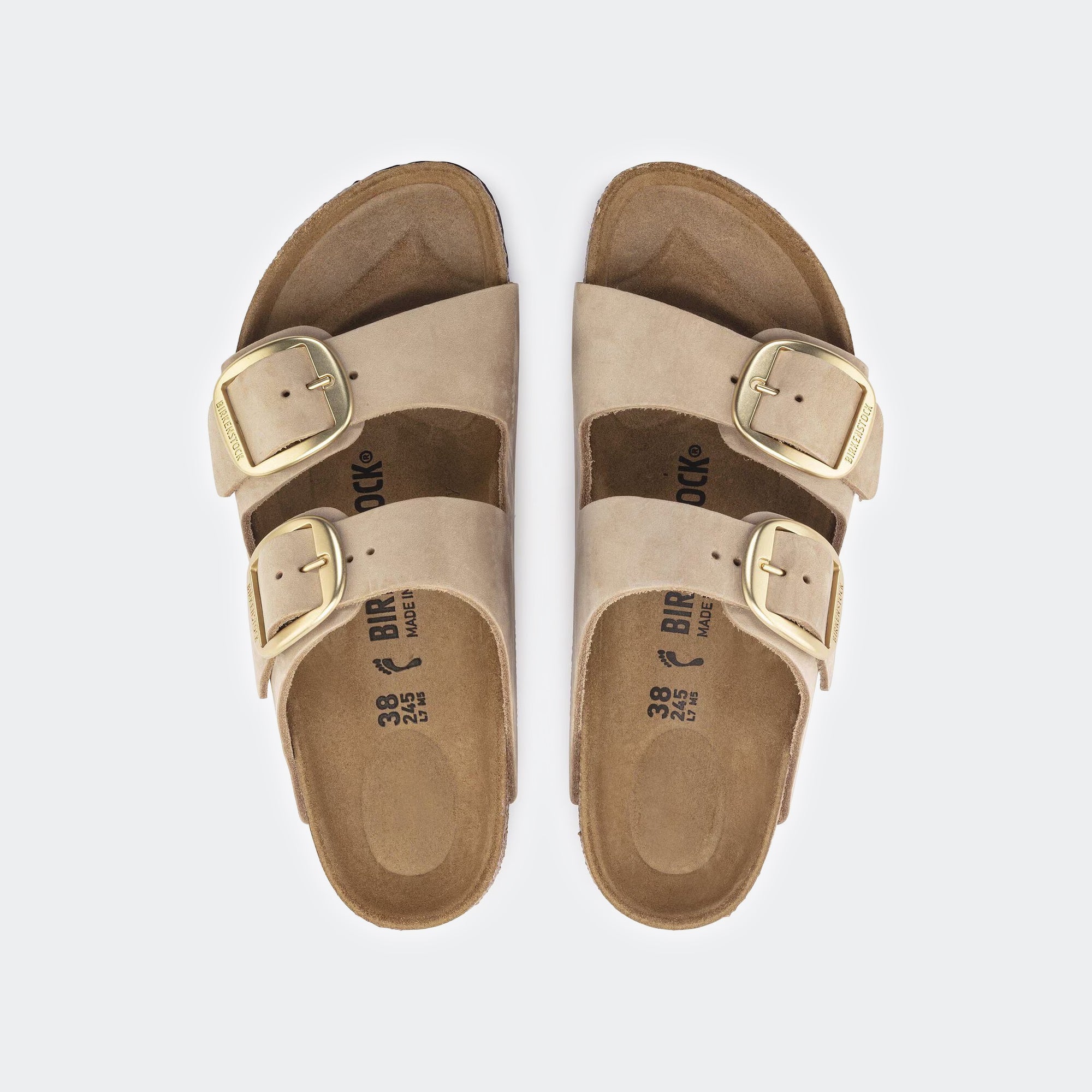 Women's BIRKENSTOCK Arizona Big Buckle Nubuck Leather Sandcastle