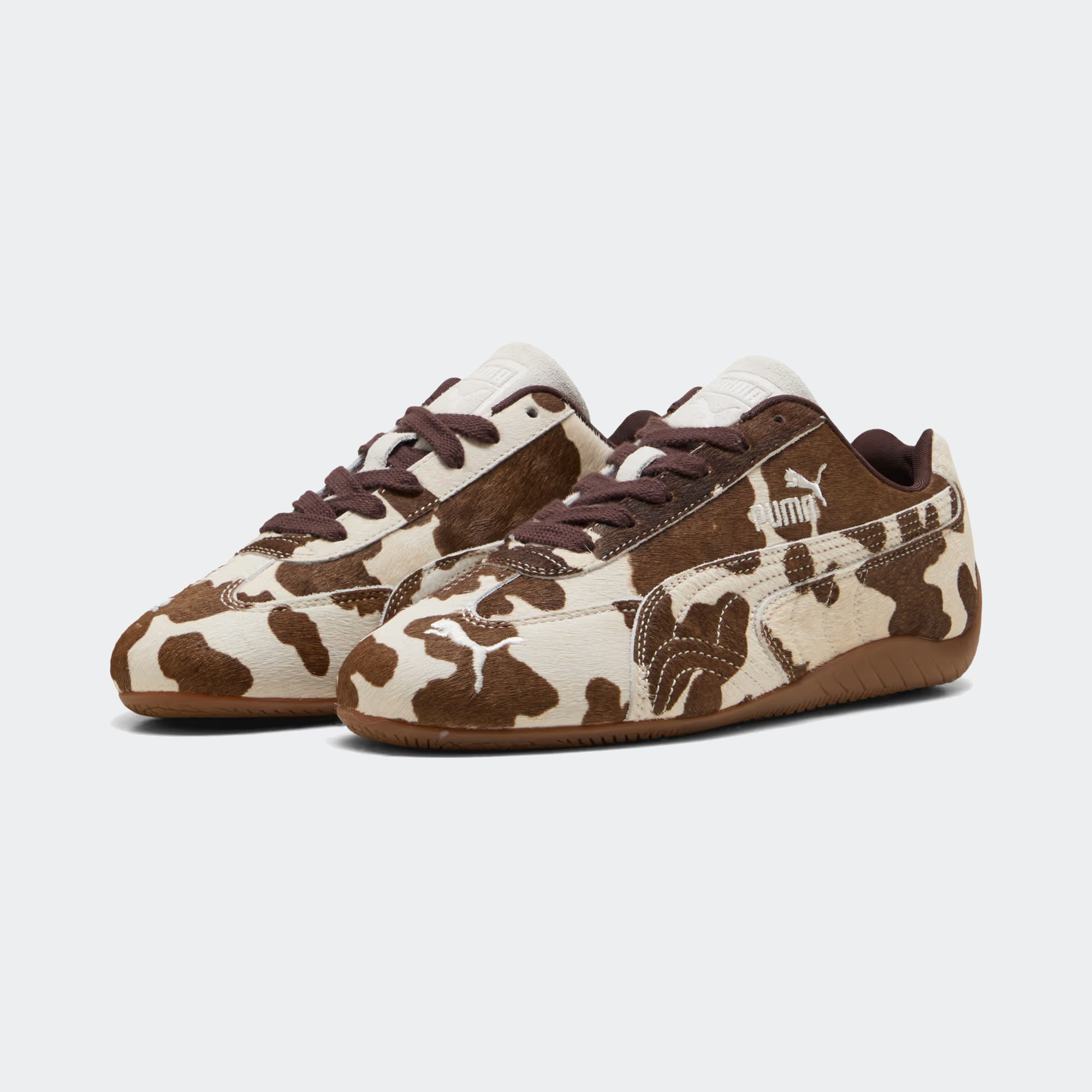 Women's PUMA Speedcat Cow Print Shoes Chocolate Brown