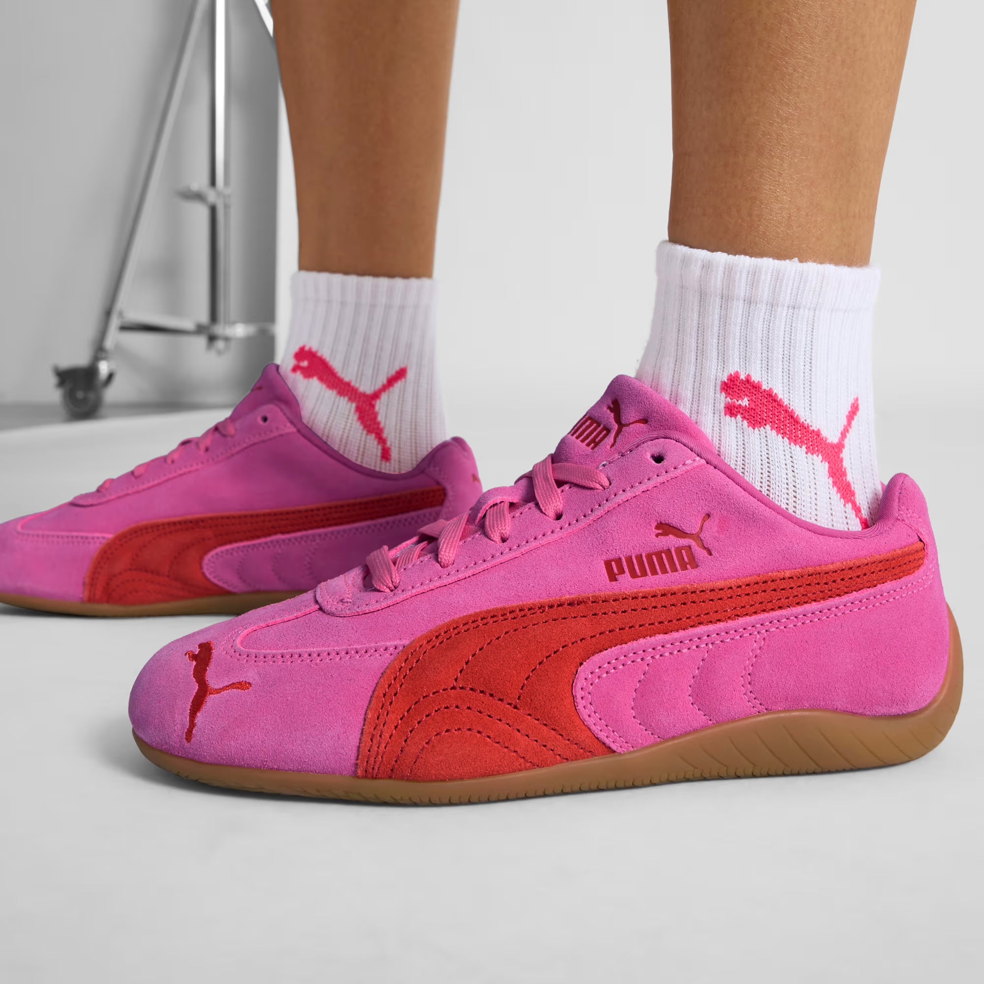 Women's PUMA Speedcat OG Shoes Pink Pixel / Glowing Red