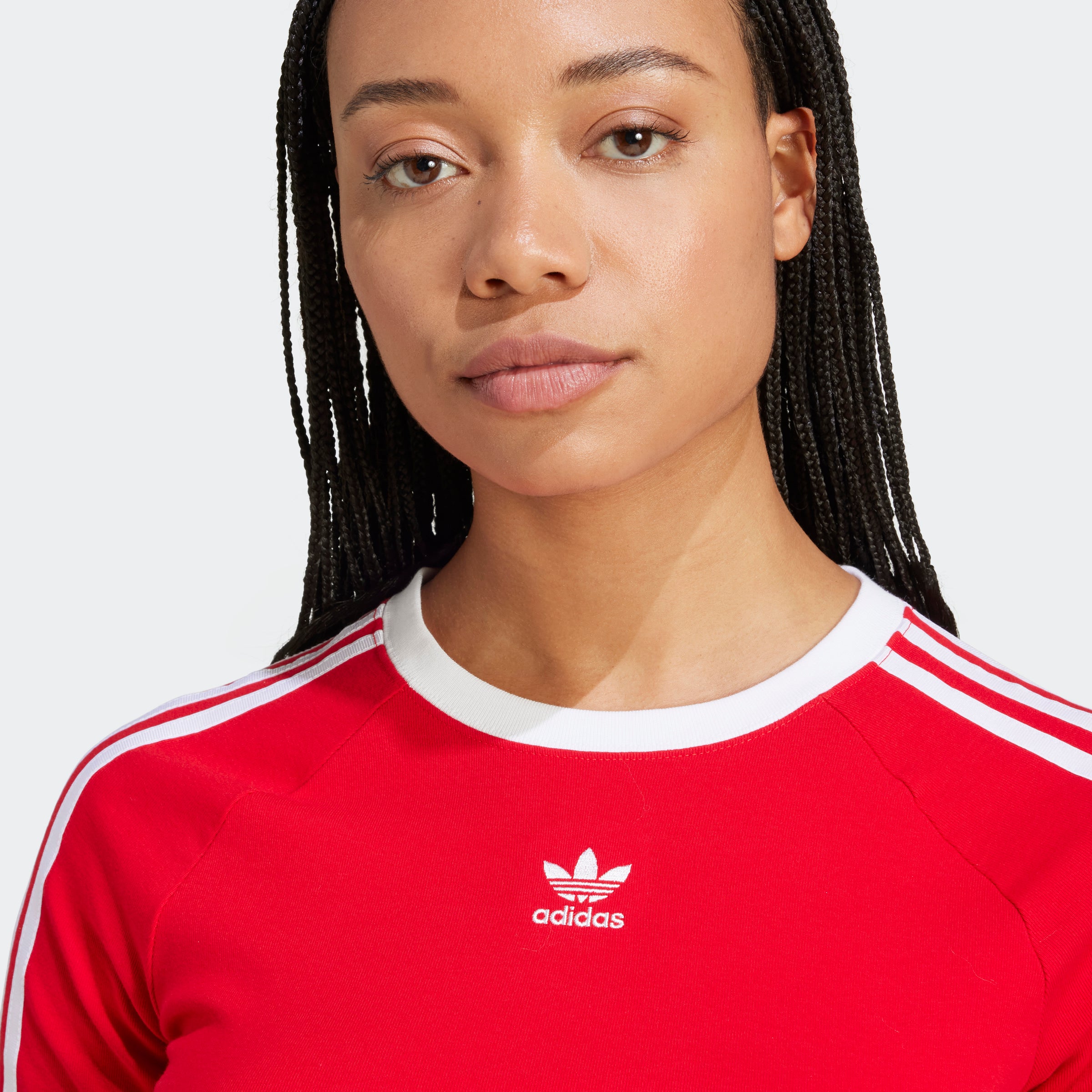 Women's adidas Originals 3-Stripes Baby Tee Red