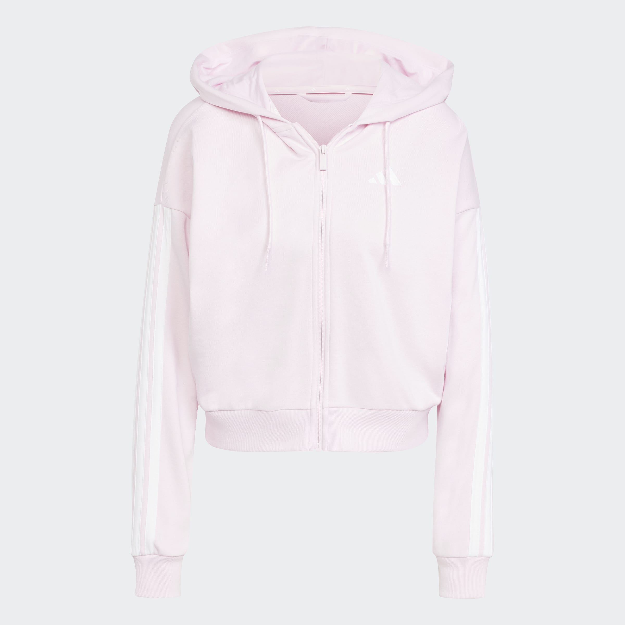 Women's adidas Sportswear Essentials 3-Stripes French Terry Full-Zip Hoodie Clear Pink