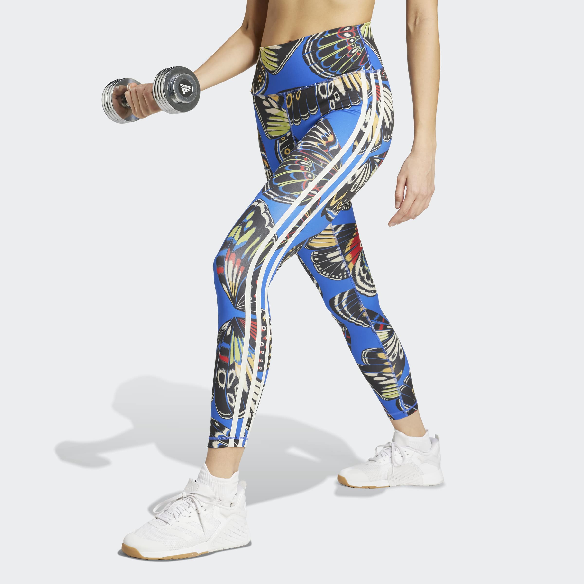 Women's adidas Workout x FARM 7/8 Leggings Black / Hi-Res Blue / Lush Red