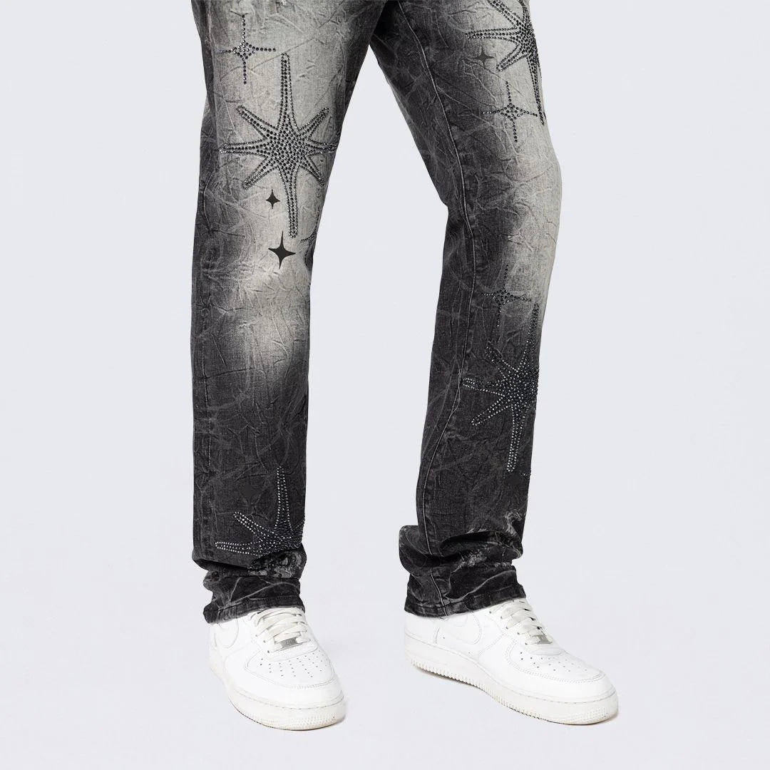 Men's Smoke Rise Long Straight Dystopia Jeans Villa Black