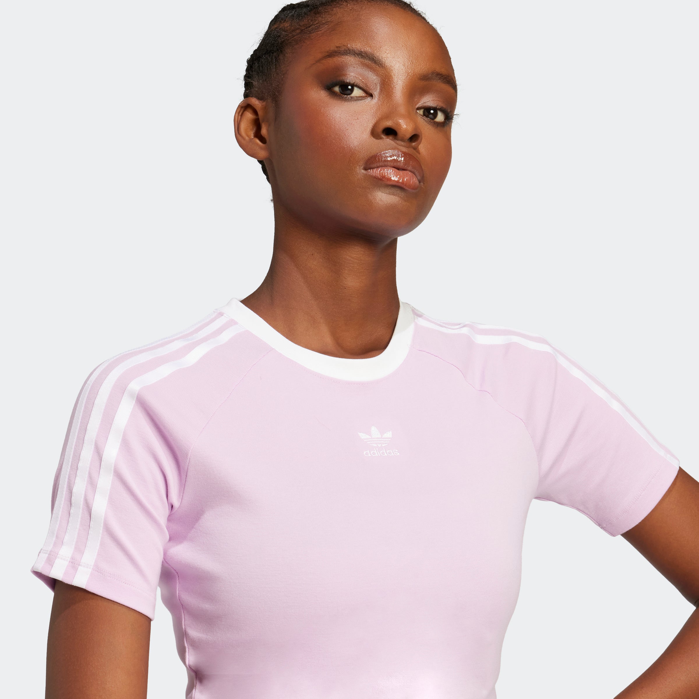 Women's adidas Originals 3-Stripes Baby Tee Light Orchid