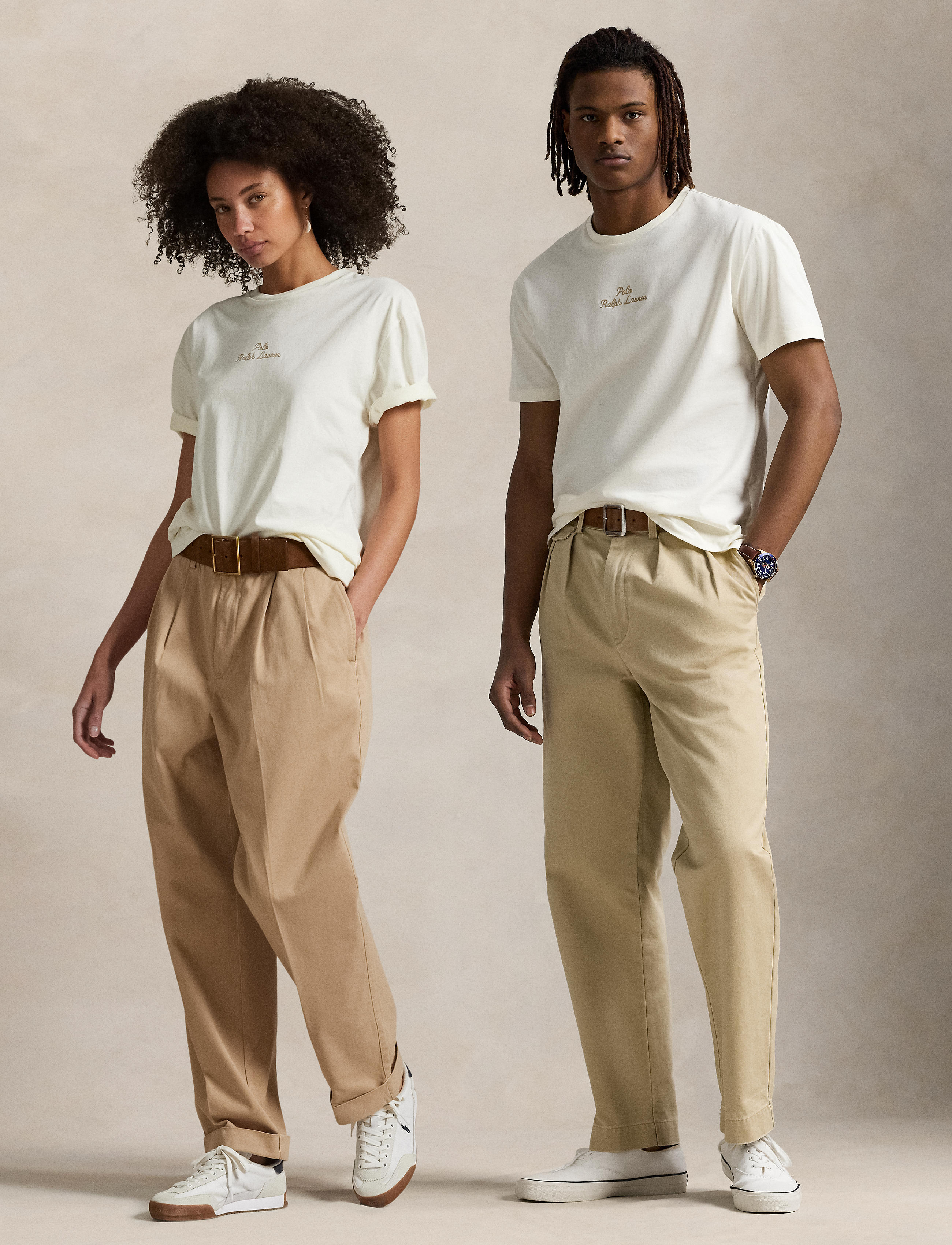 Unisex Polo Ralph Lauren Classic Fit Logo Jersey T-Shirt Pale Cream