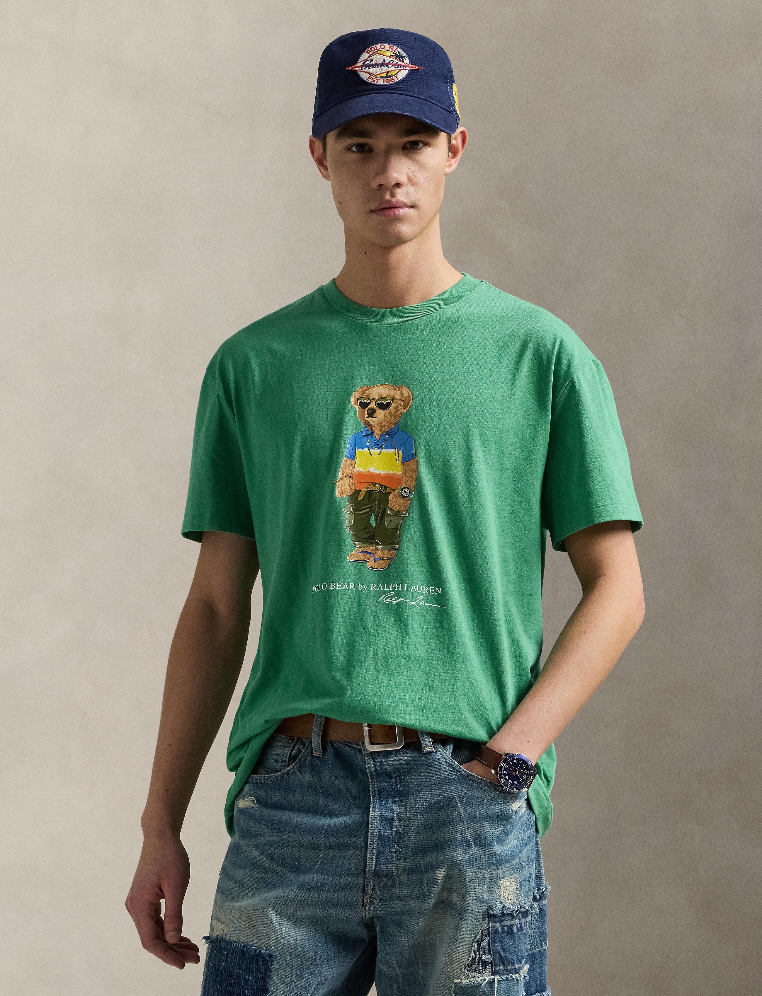 Men's Polo Ralph Lauren Classic Fit Polo Bear Jersey T-Shirt Raft Green