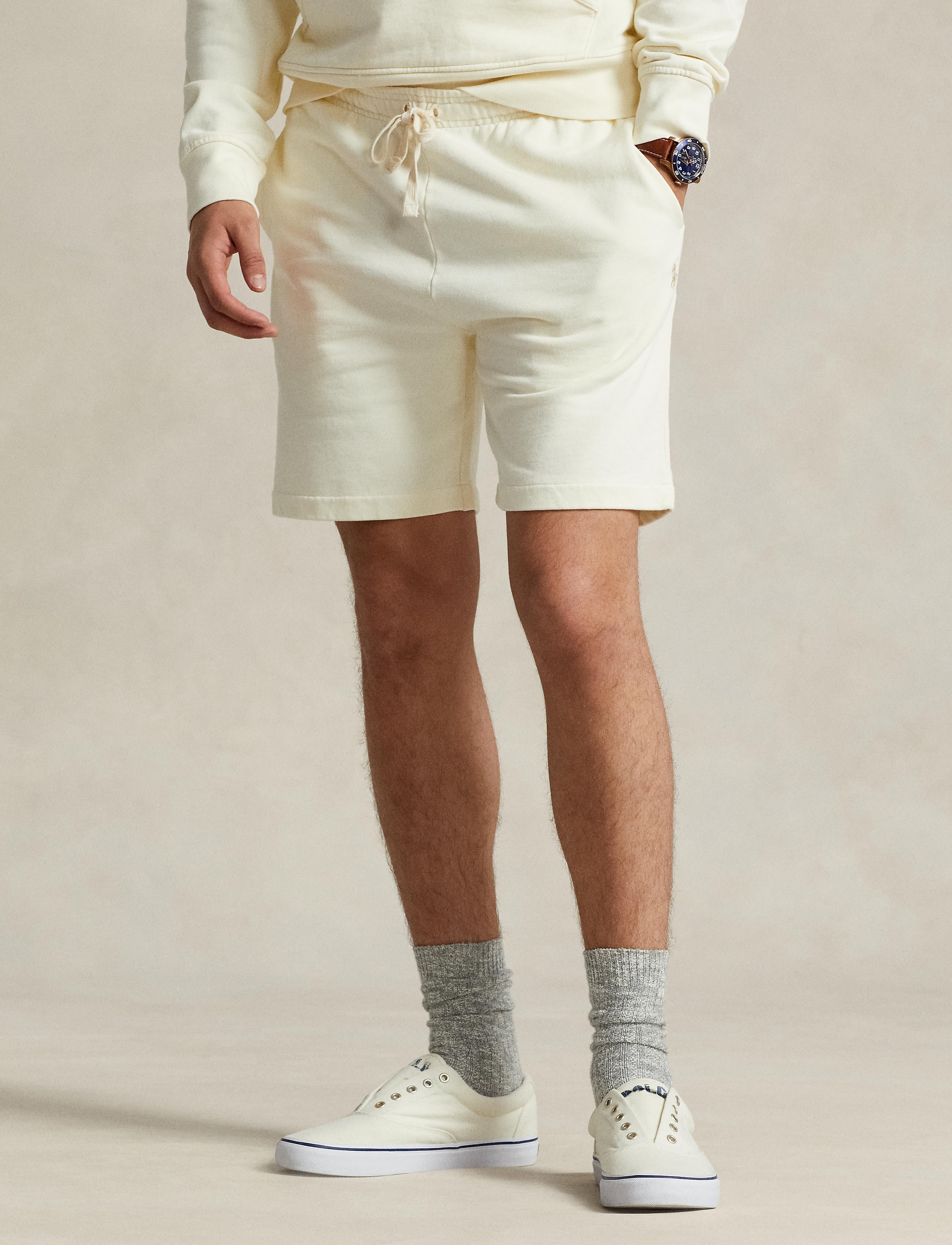 Men's Polo Ralph Lauren 6.5-Inch Loopback Fleece Short Clubhouse Cream