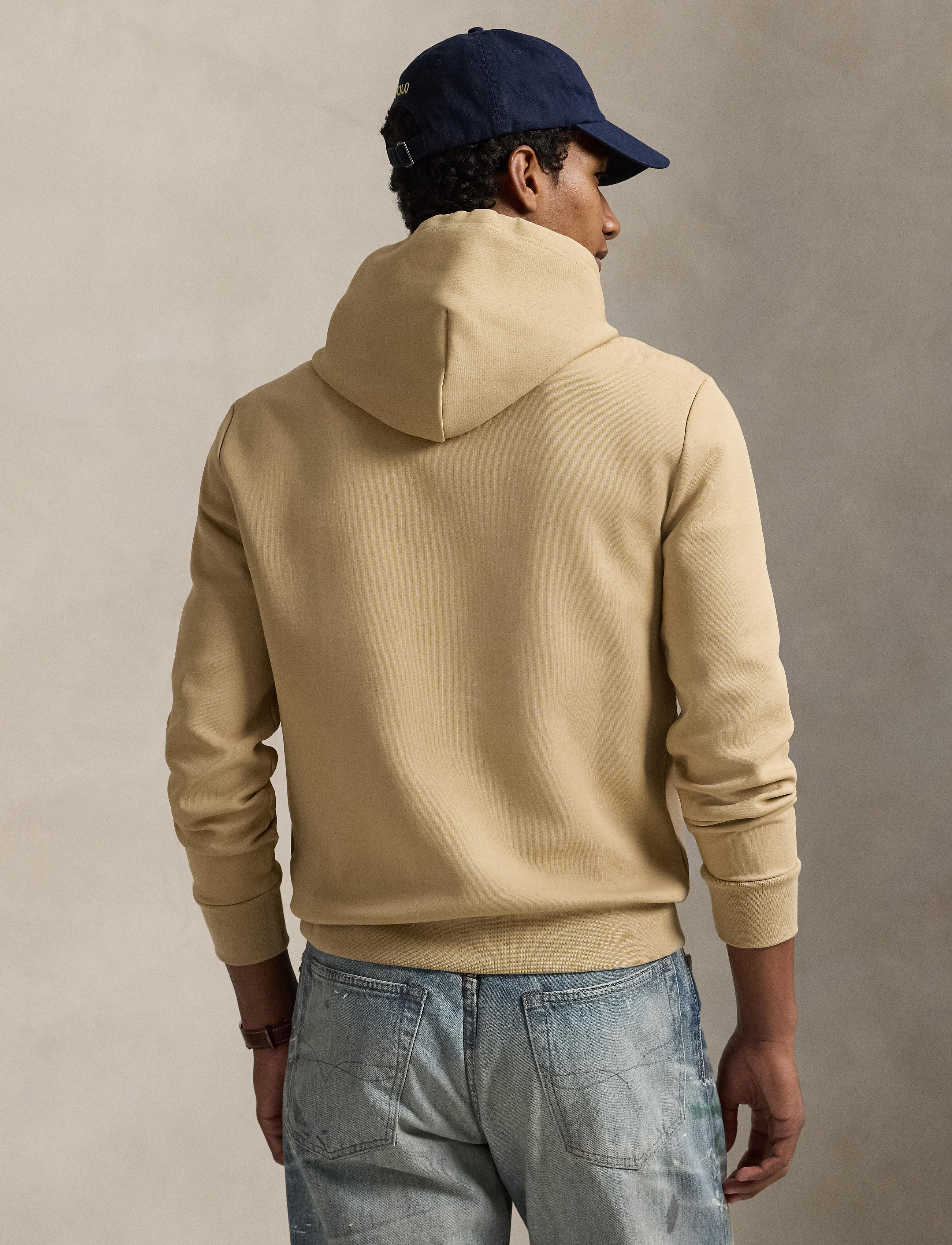 Men's Polo Ralph Lauren Logo Double-Knit Hoodie Vintage Khaki