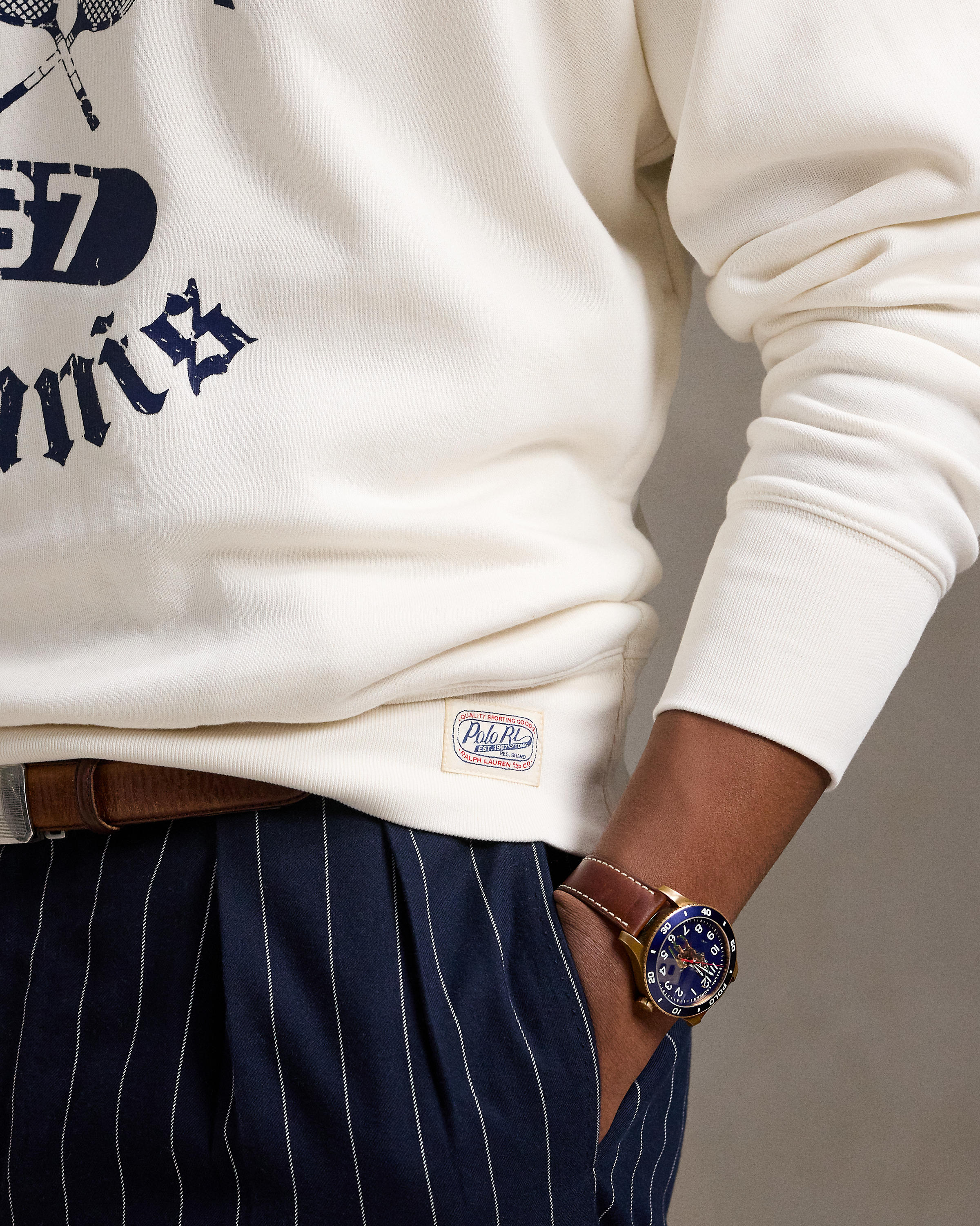 Men's Polo Ralph Lauren Vintage Fit Tennis Hoodie White