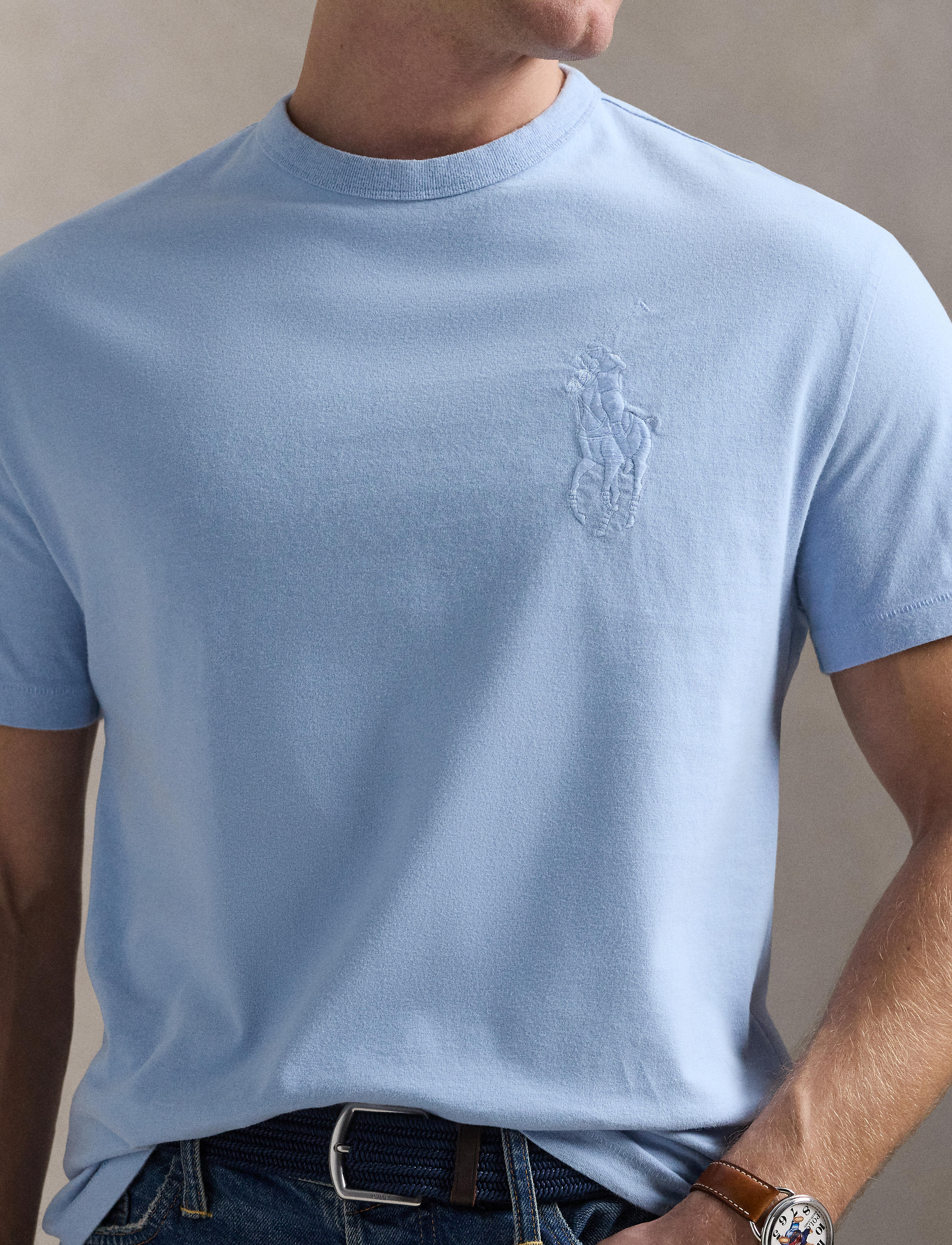 Men's Polo Ralph Lauren Big Pony Jersey T-Shirt Clear Blue